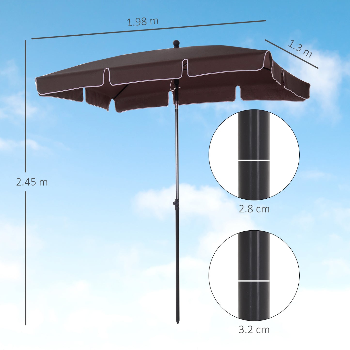 Garden Parasol Umbrella, Outdoor Market Table Umbrella