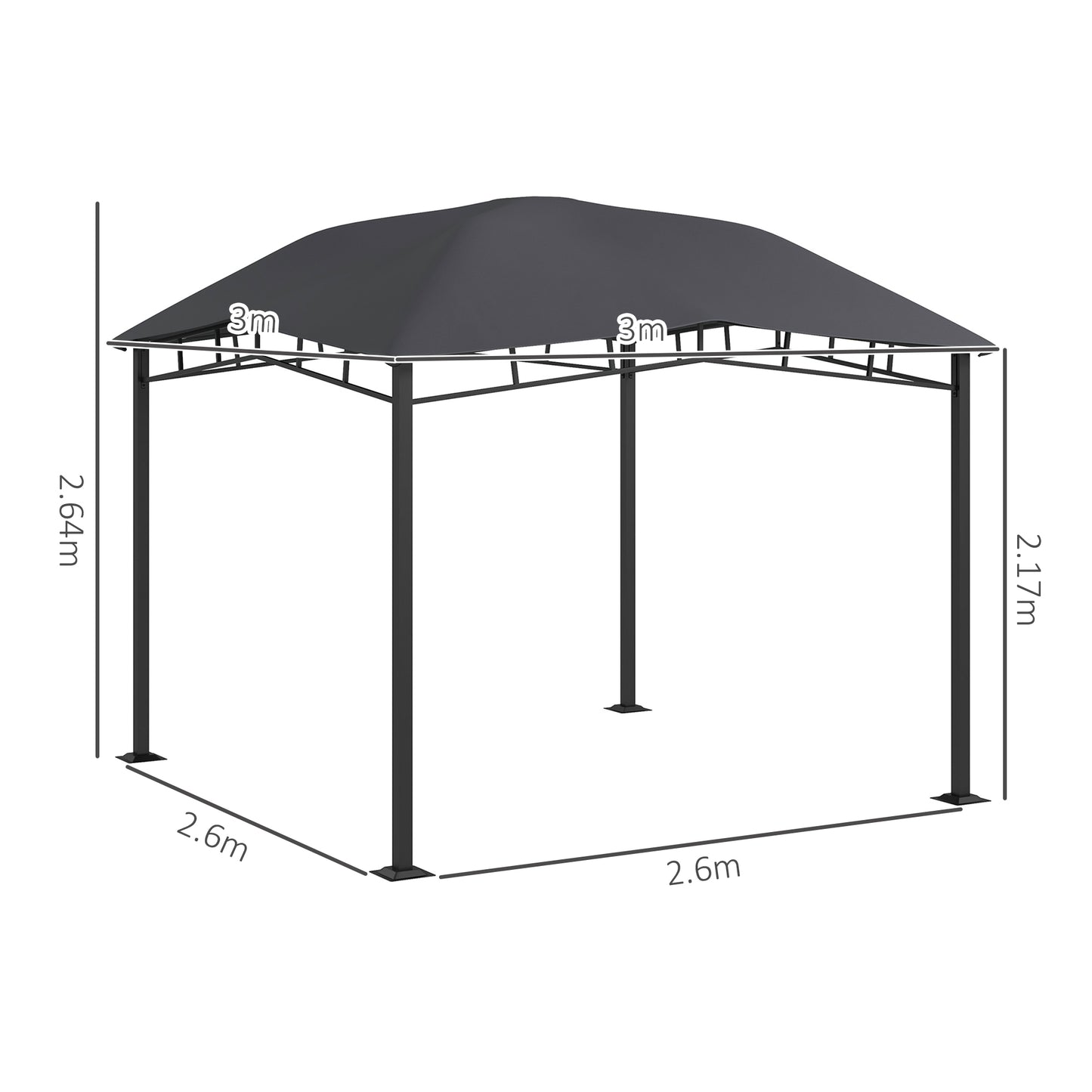 3x3(m) Outdoor Gazebo Garden Gazebo Pavilion Sunshade Canopy Tent