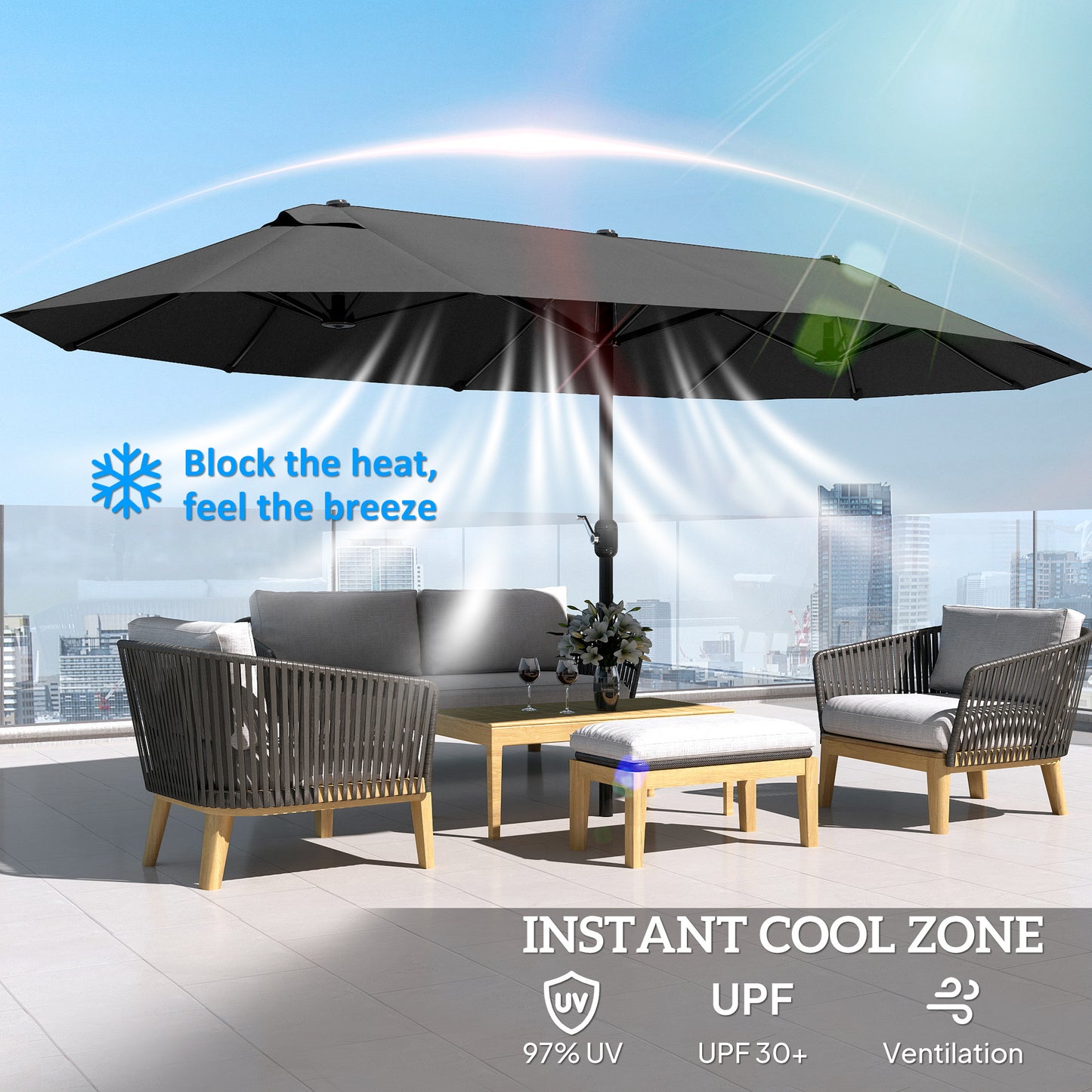 4.6m Double Garden Parasol