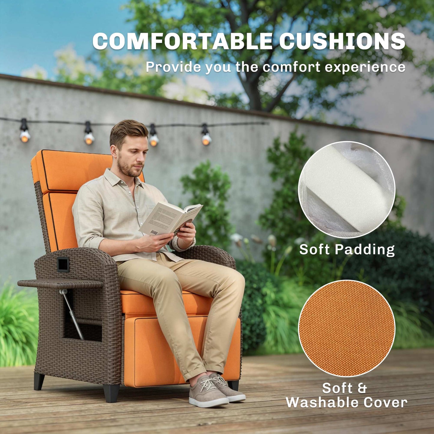 Garden Recliner with Cushion