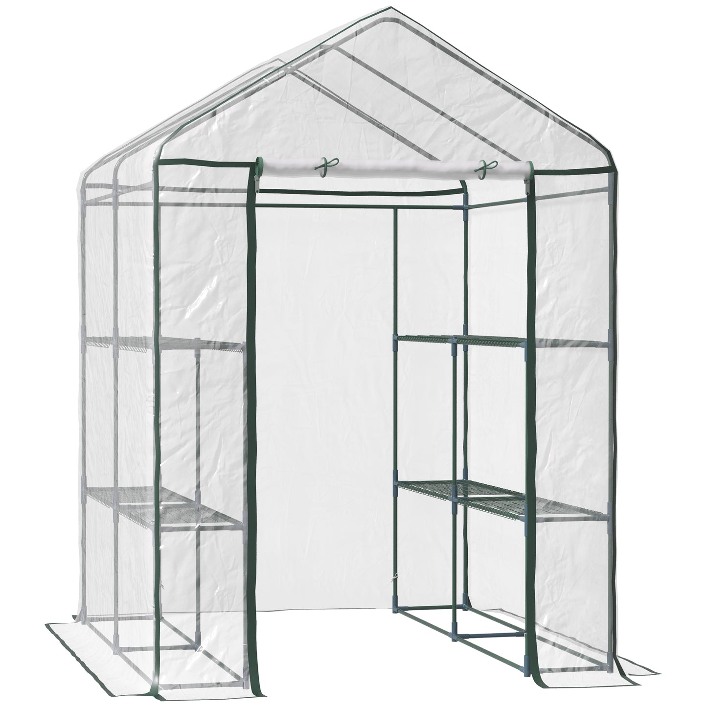 Walk in Greenhouse with 3-Tier 8 Shelves