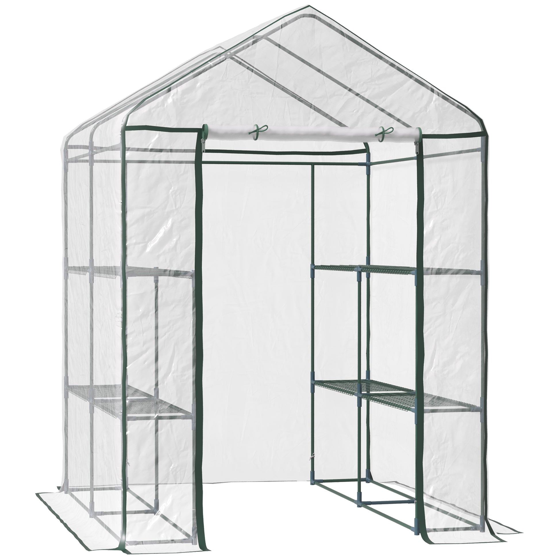 Walk in Greenhouse with 3-Tier 8 Shelves