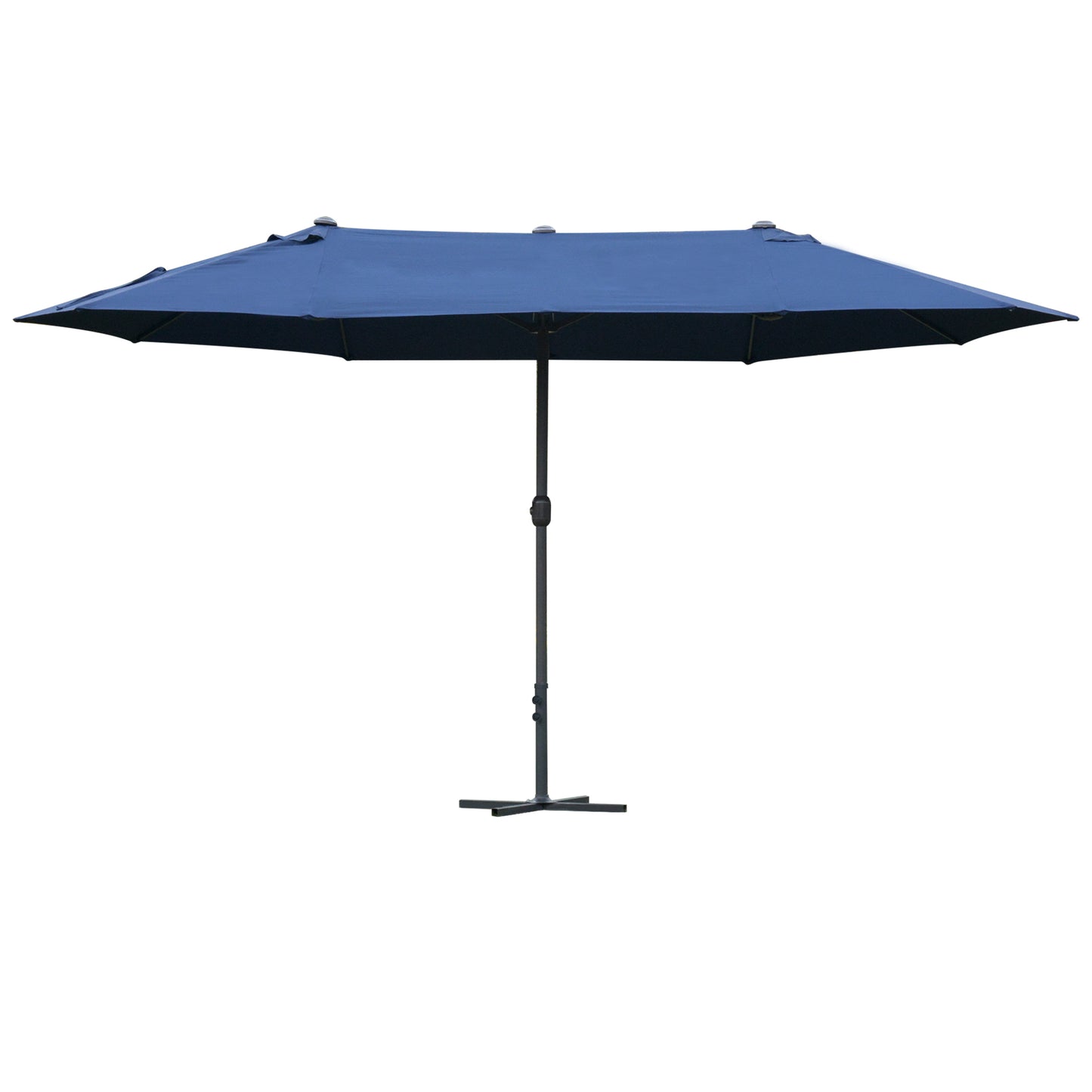 4.6M Sun Umbrella Canopy Double-sided Crank Sun Shade w/ Cross Base (1)