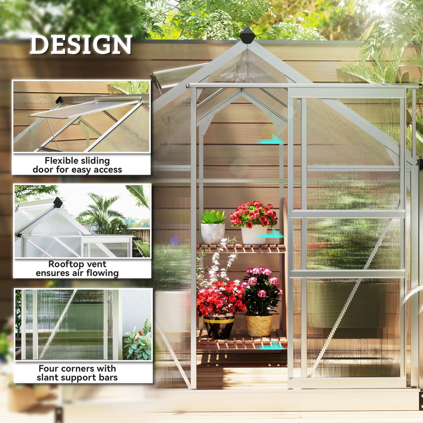 6 x 6ft Polycarbonate Greenhouse (2)