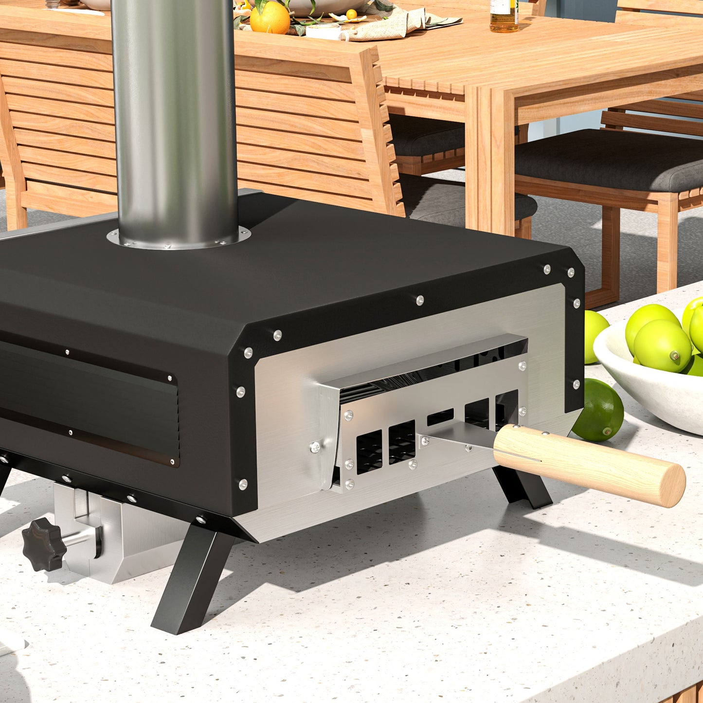 Portable Wood Pellet Pizza Oven with 12" / 30cm Rotating Pizza Stone