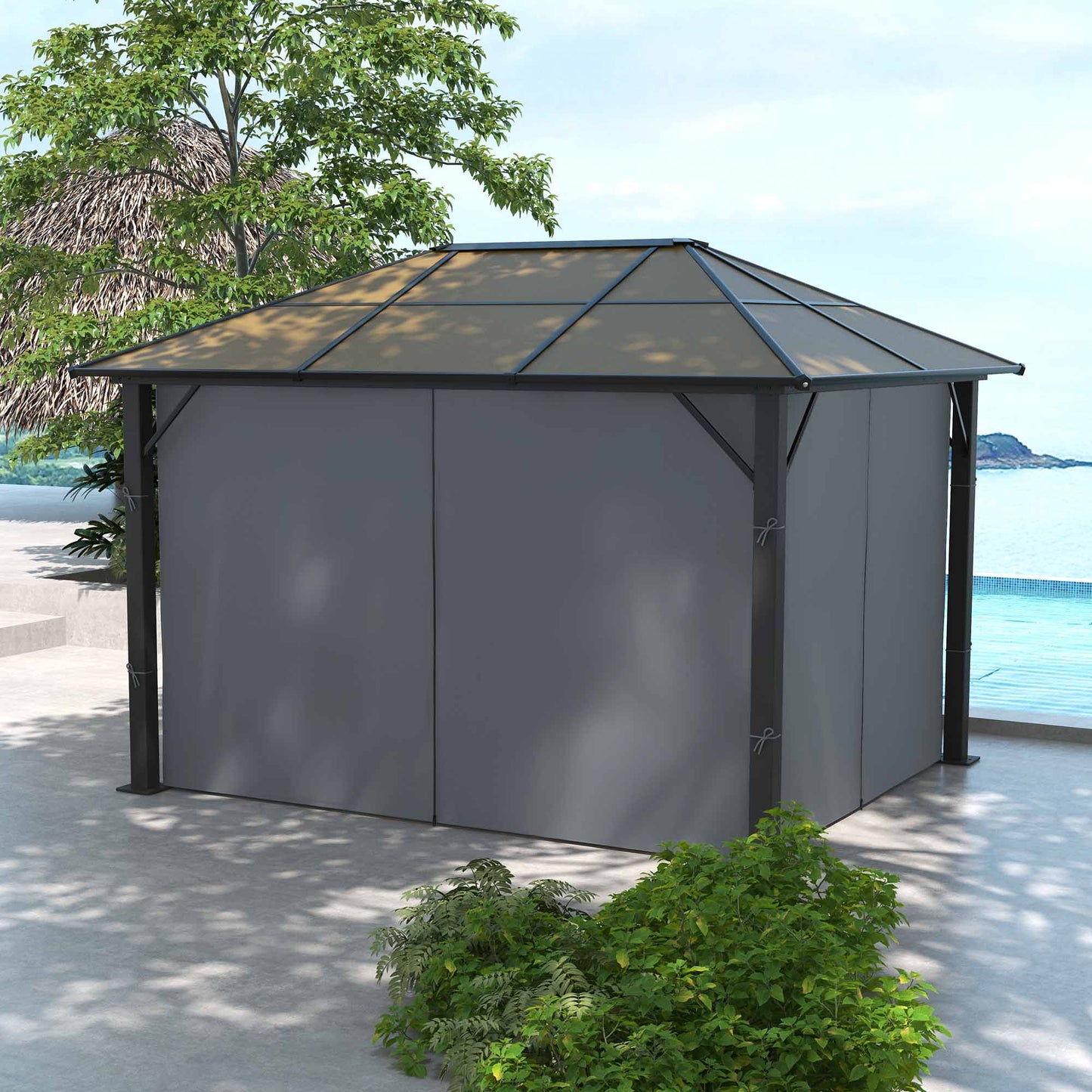 3 x 3.6m Garden Aluminium Gazebo Hardtop Roof Canopy Marquee Party