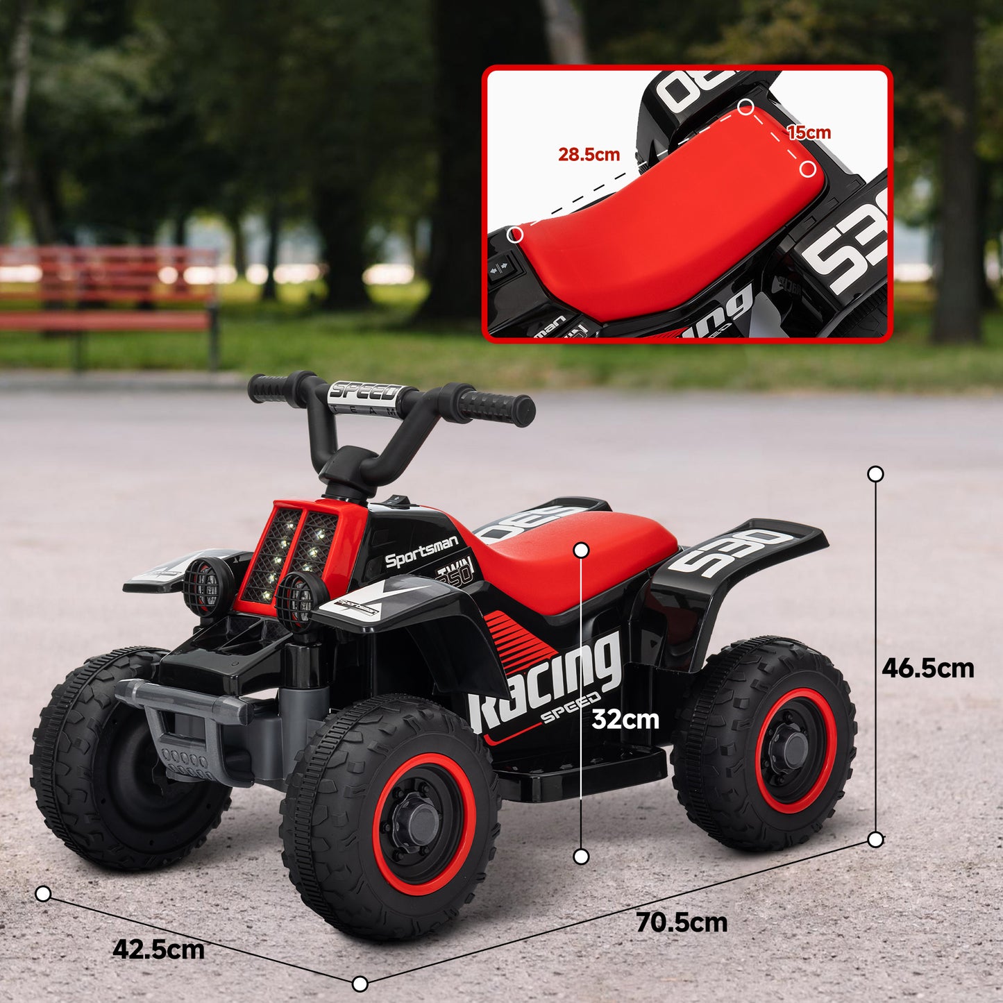 6V Electric Quad Bike for Kids, Ride On ATV w/ Forward/Reverse