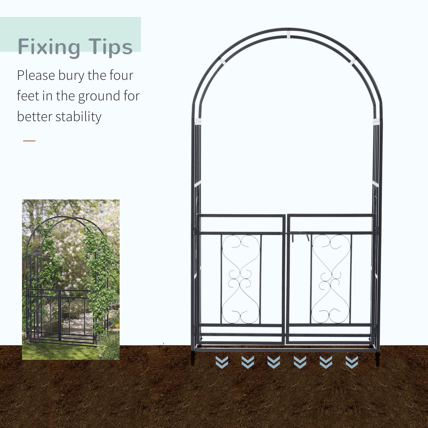 Outdoor Garden Arch with Double Gates