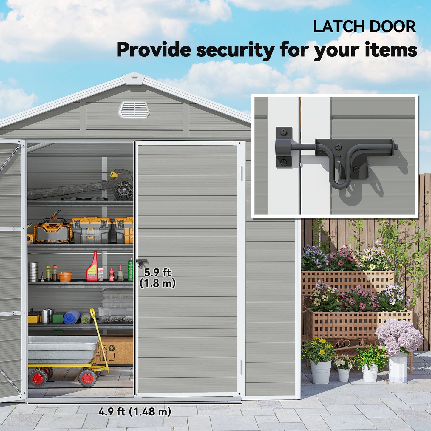7.9ft x 6.2ft Aluminium Frame Rust Resistance Waterproof Shed