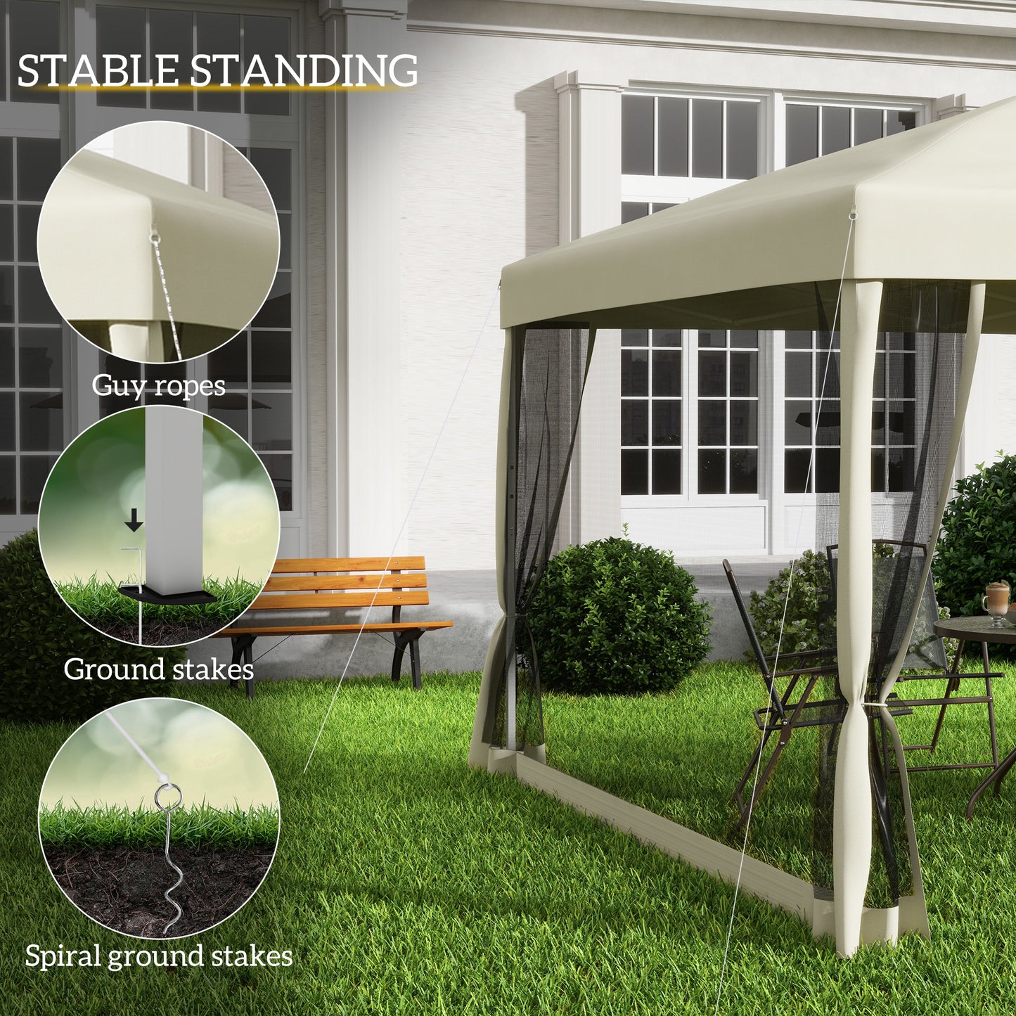 3 x 3(m) Pop Up Gazebo with 4 Mesh Sides and Carry Bag