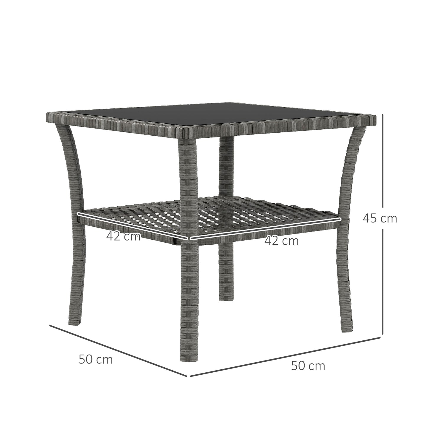 Two-tier PE Rattan Square Coffee Table