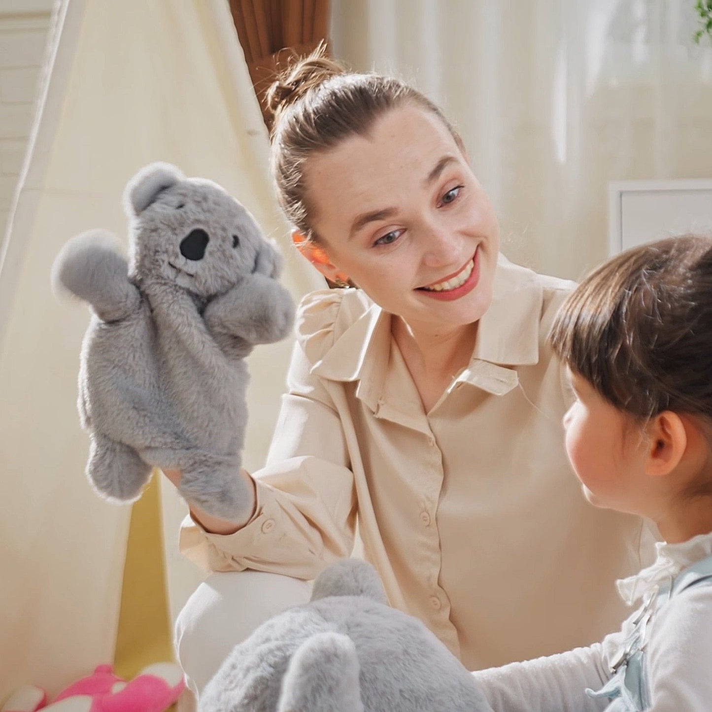 Kids Toddler Rocking Horse Plush Ride On Koala Rocker Wooden Base