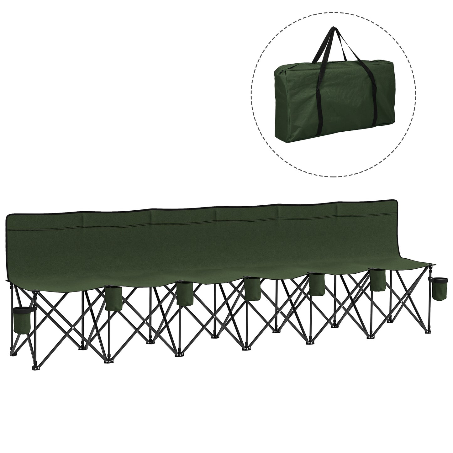 6 Seater Folding Camping Chair with Cup Holder & Carry Bag