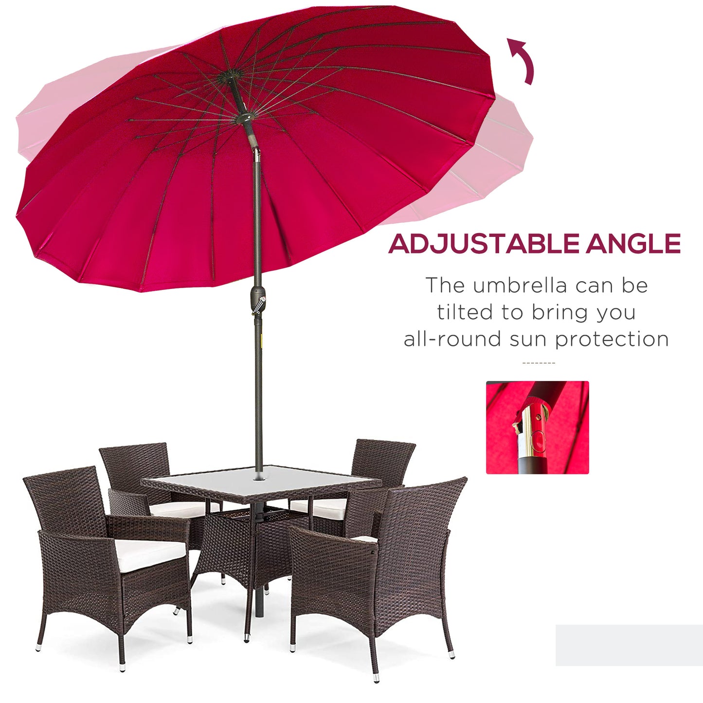 2.5m Shanghai Garden Parasol Umbrella with Crank & Tilt (1)