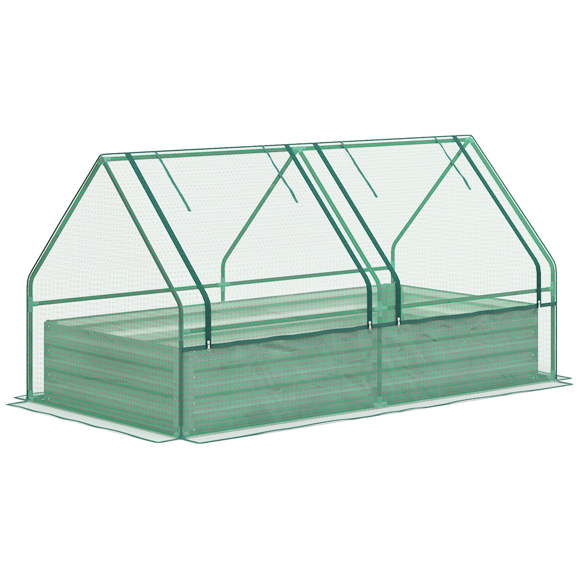 Metal Planter Box with Cover, Raised Garden Bed with Greenhouse