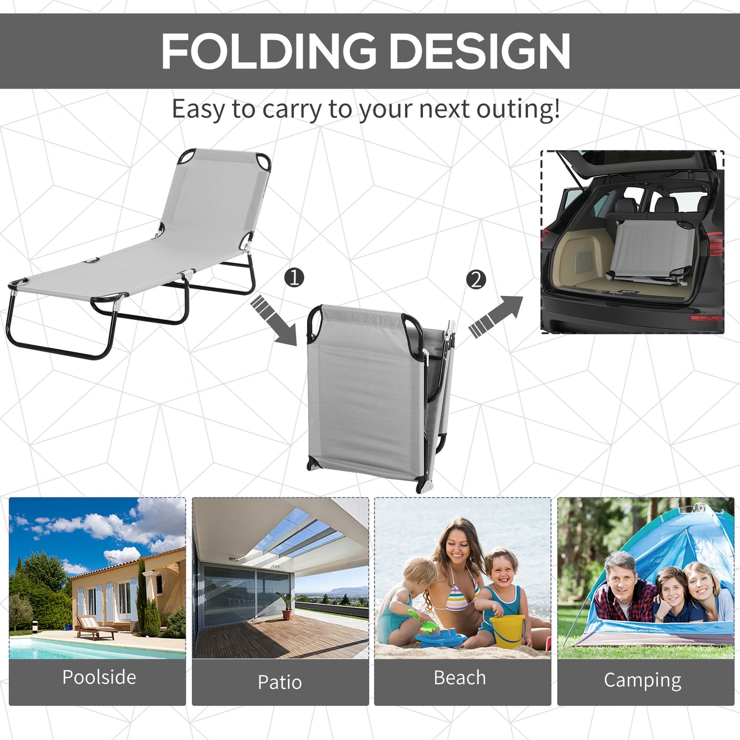 2 Pieces Outdoor Foldable Sun Lounger