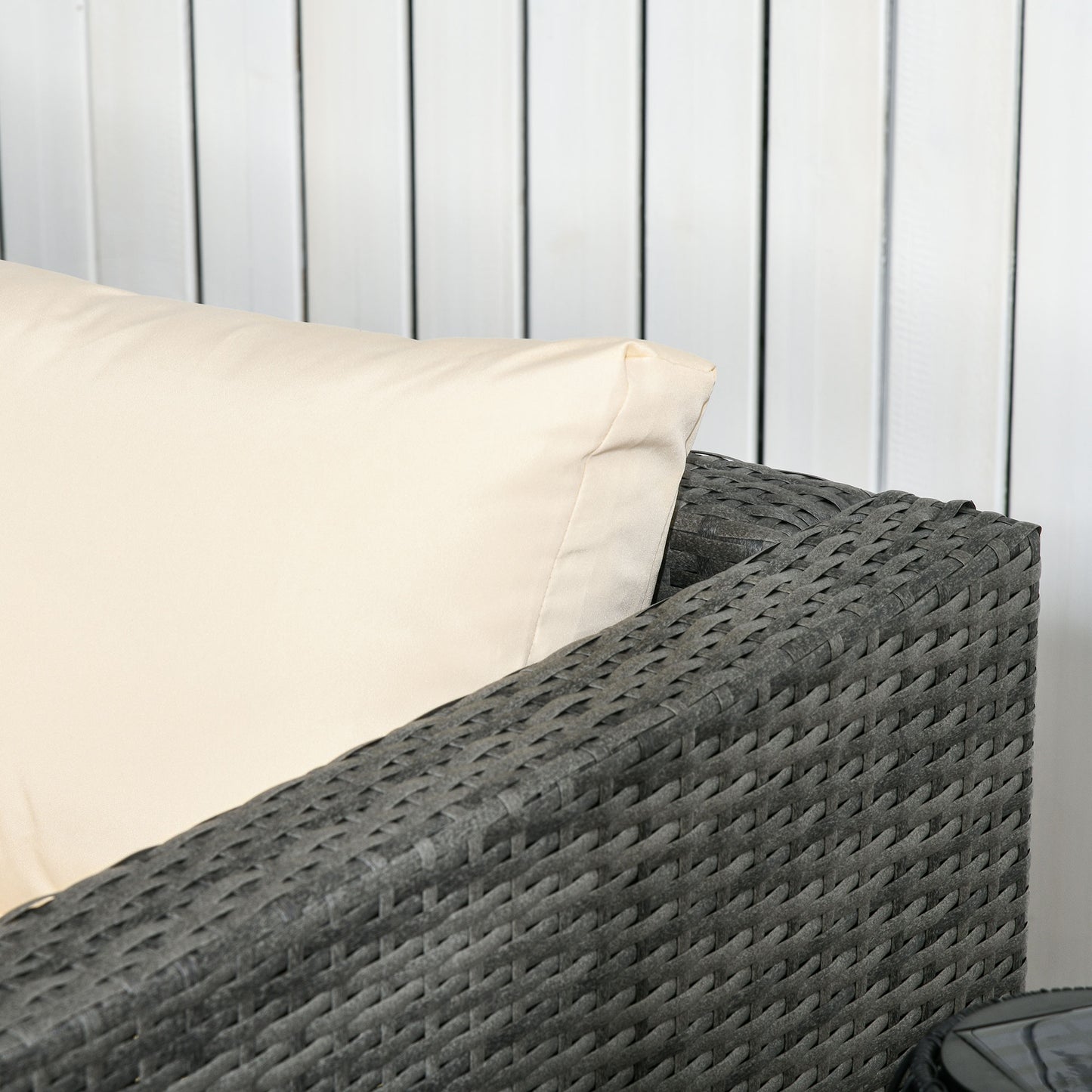 3 Pieces PE Rattan Garden Furniture Set with 10 cm Thick Cushions