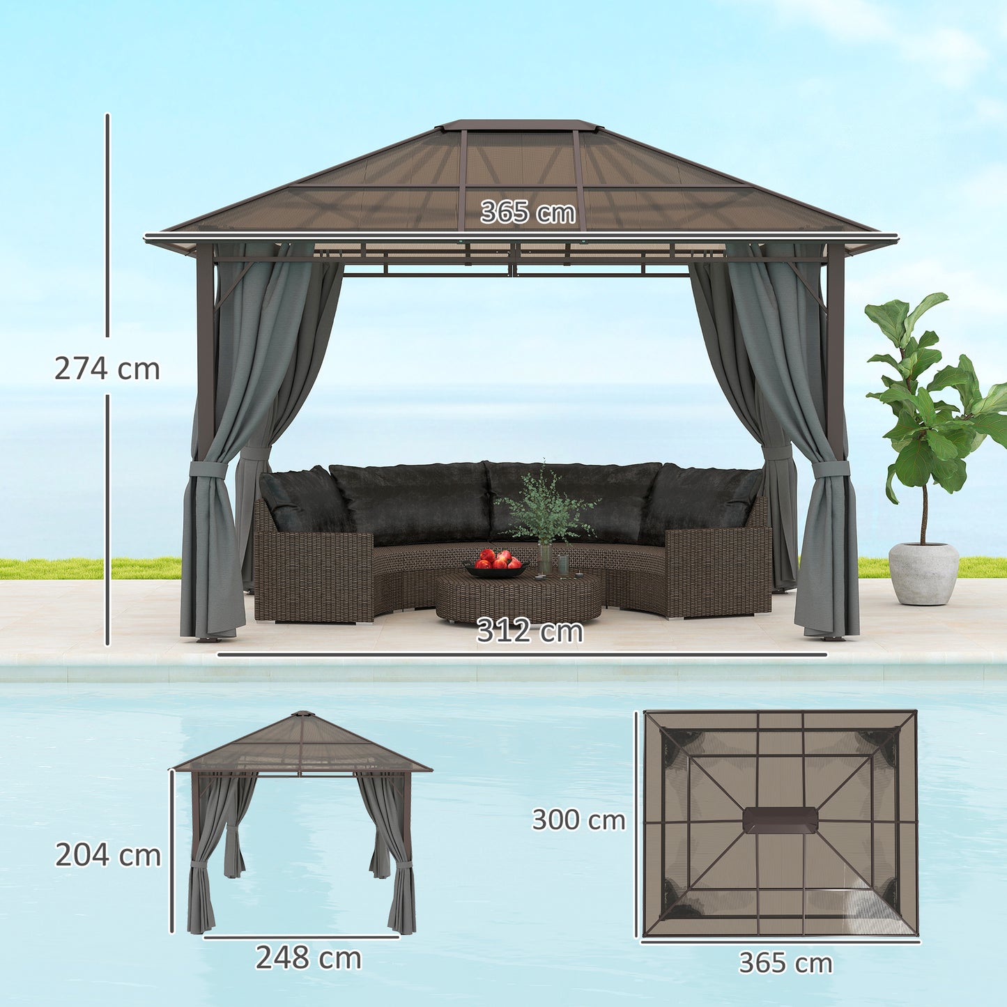 3 x 3.6m Hardtop Gazebo Canopy