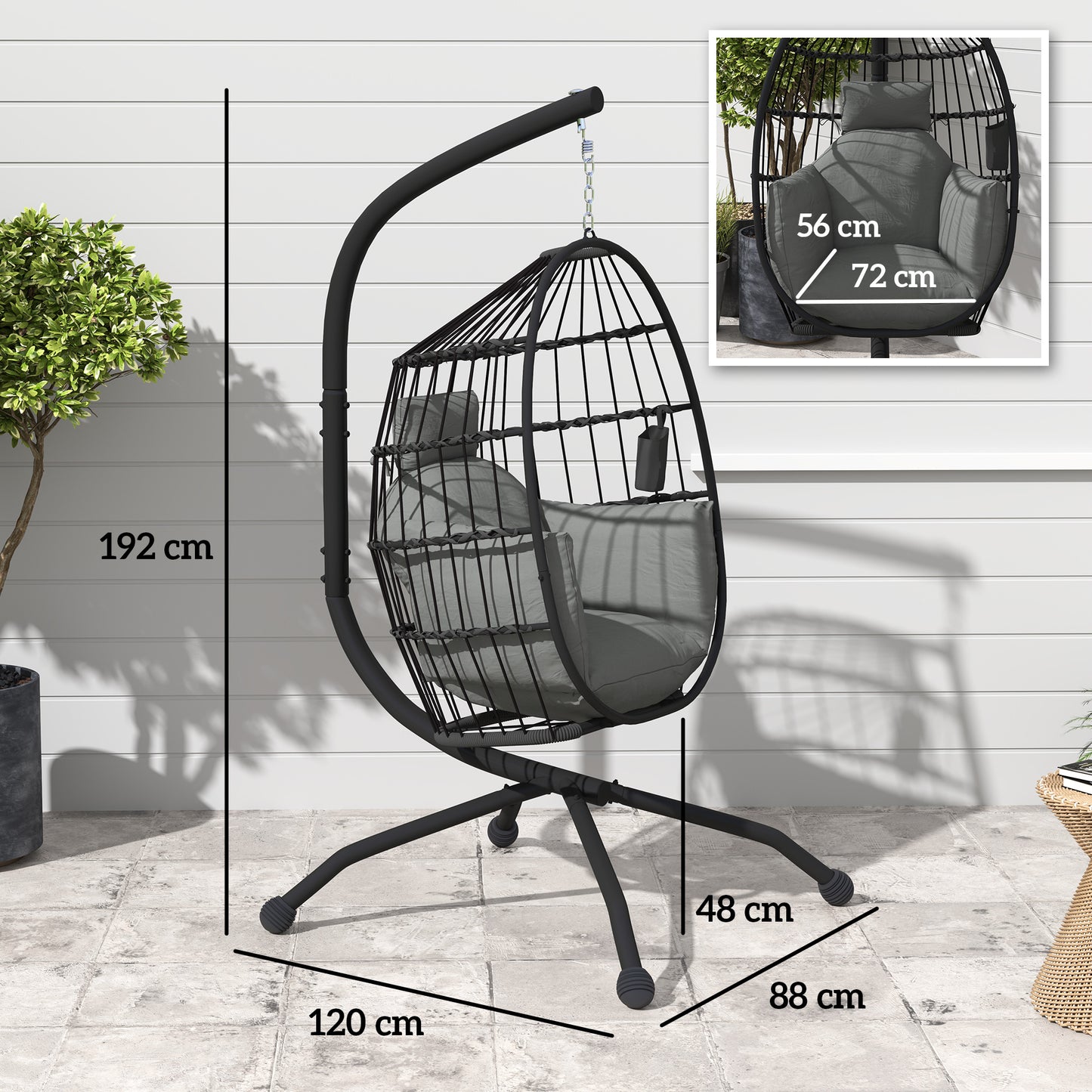 Hanging Egg Chair Outdoor Indoor Garden Swing Chair