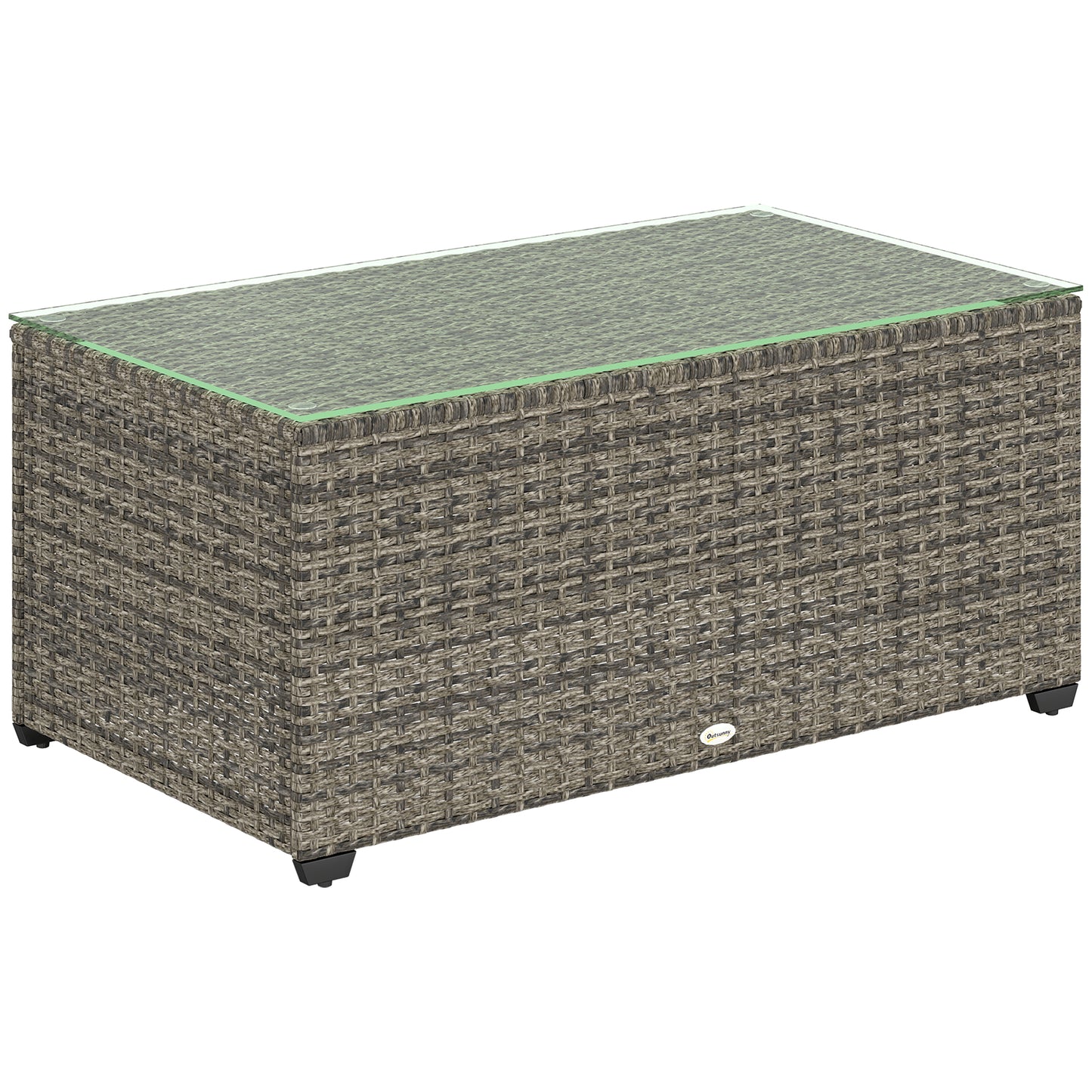 90 x 50cm Glass-Top Rattan Side Table