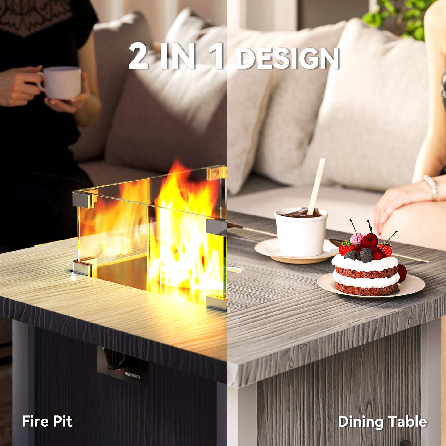 50,000 BTU Gas Fire Pit Table, with Cover