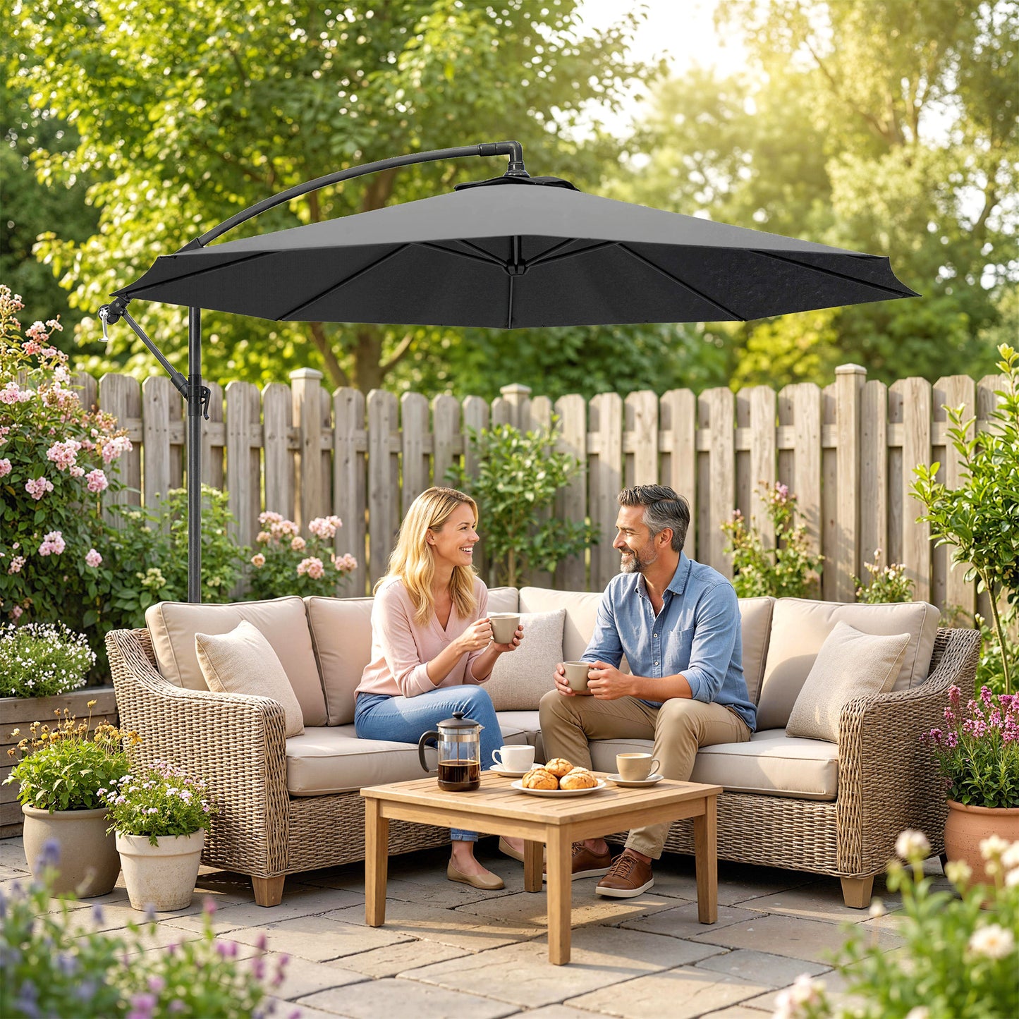 3m Overhanging Cantilever Parasol, with Cross Base (5)