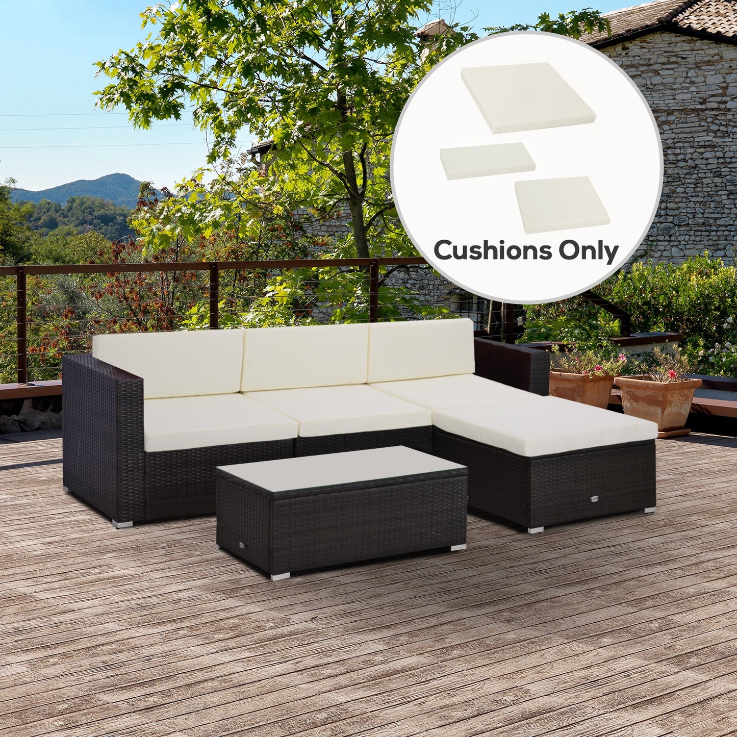Outdoor Cushion Pad Set for Rattan Furniture