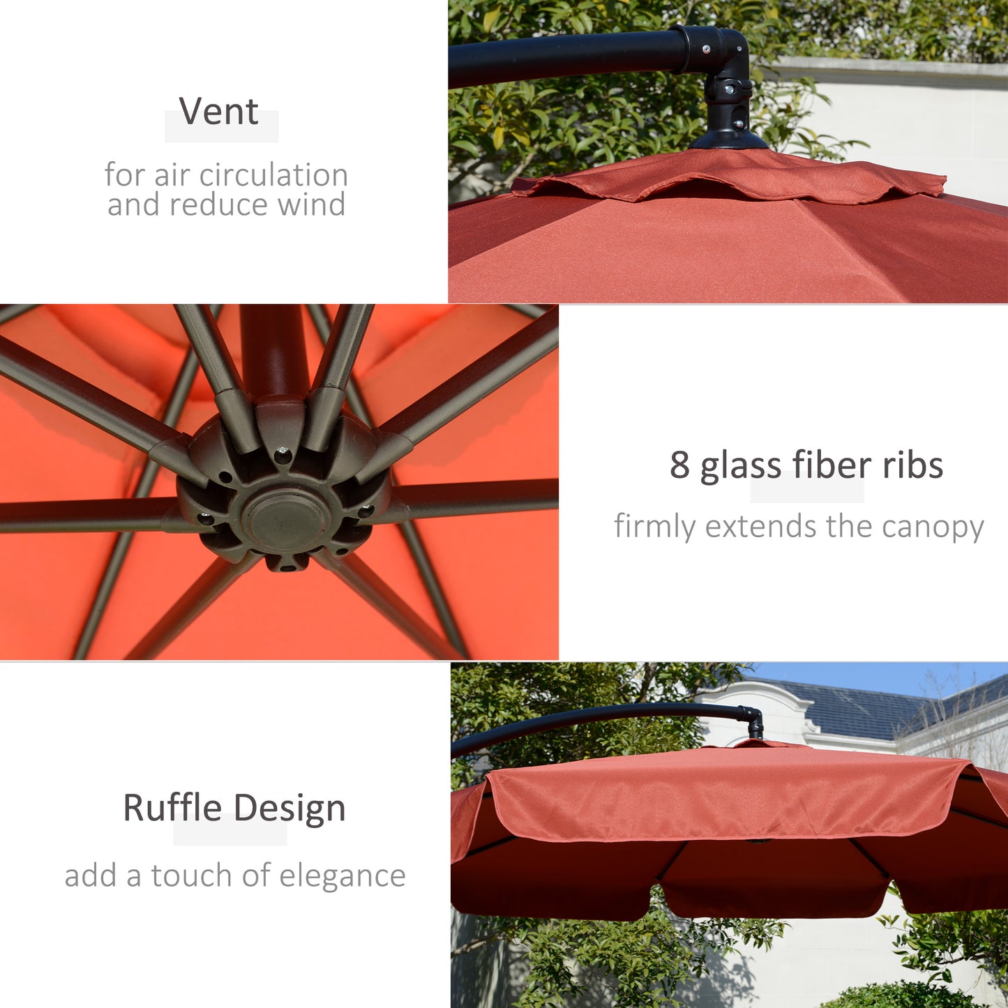 2.7m Garden Banana Parasol Cantilever Umbrella with Crank Handle