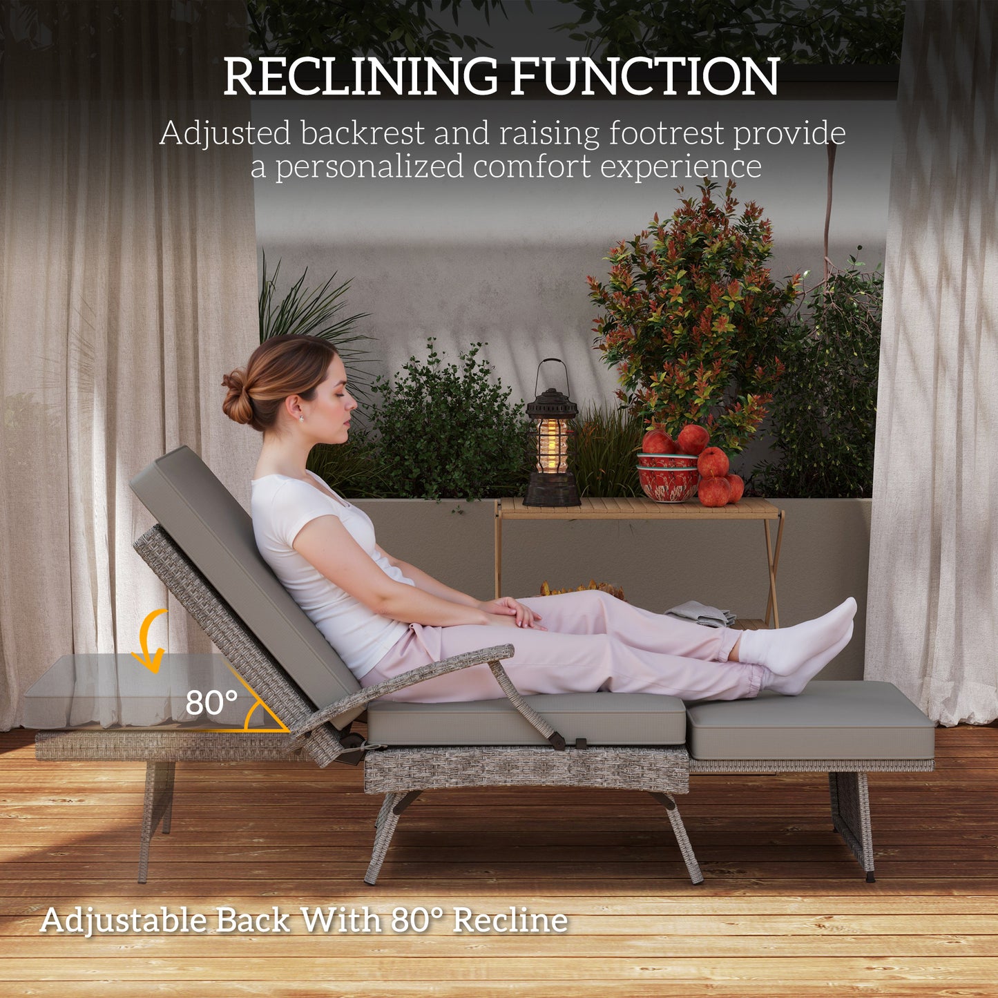 80° Reclining Rattan Lounger