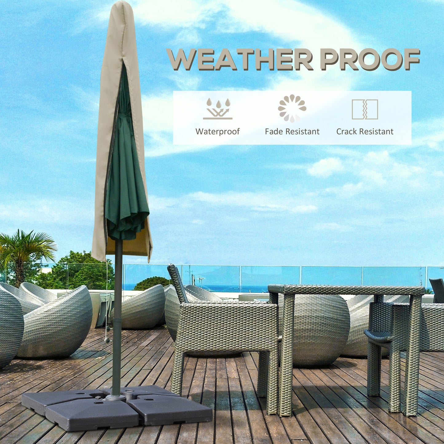 Outdoor Cantilever Umbrella Cover with Rod, Zipper