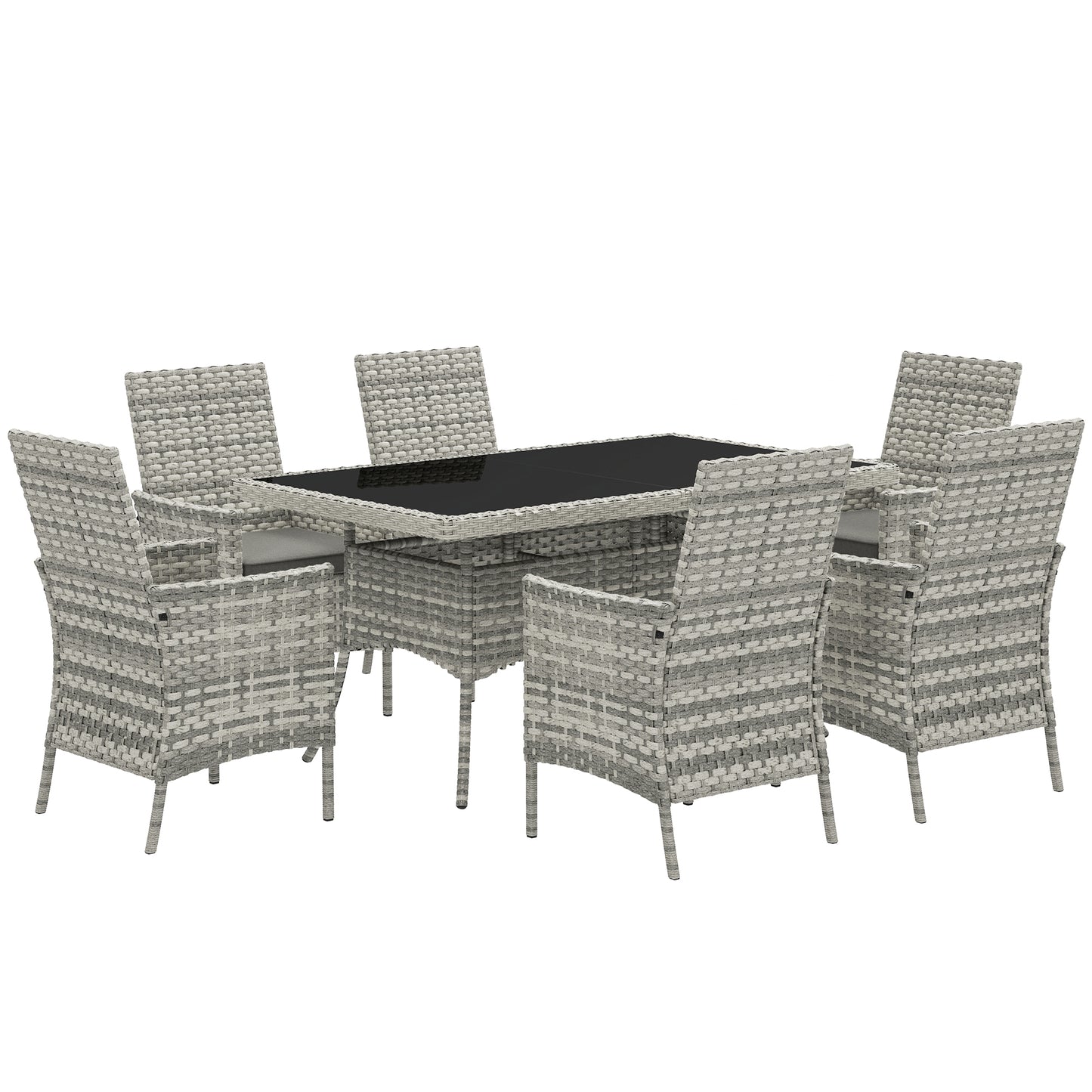 Seven-Piece Rattan Dining Set - Mixed
