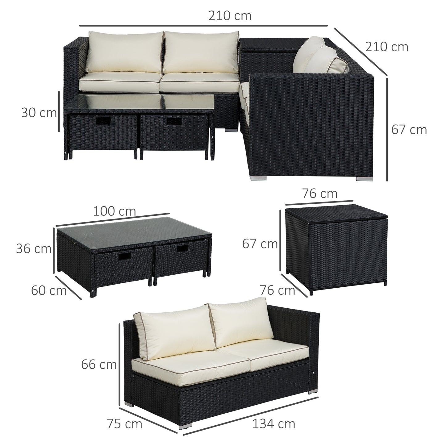 4 Pieces Rattan Garden Furniture Set (1)