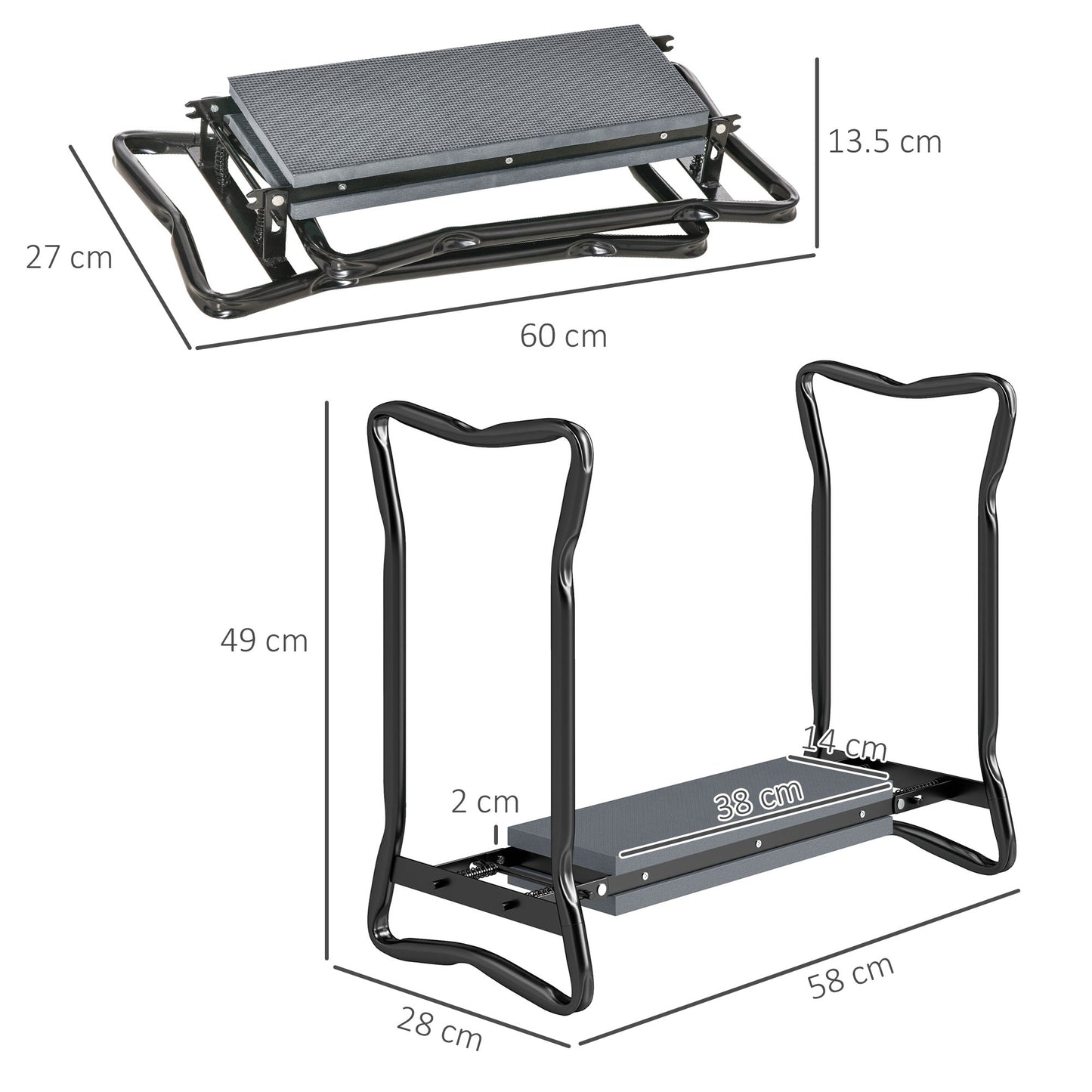 2 In 1 Garden Kneeler Seat Kneeling Pad Support Bench Foldable Knee