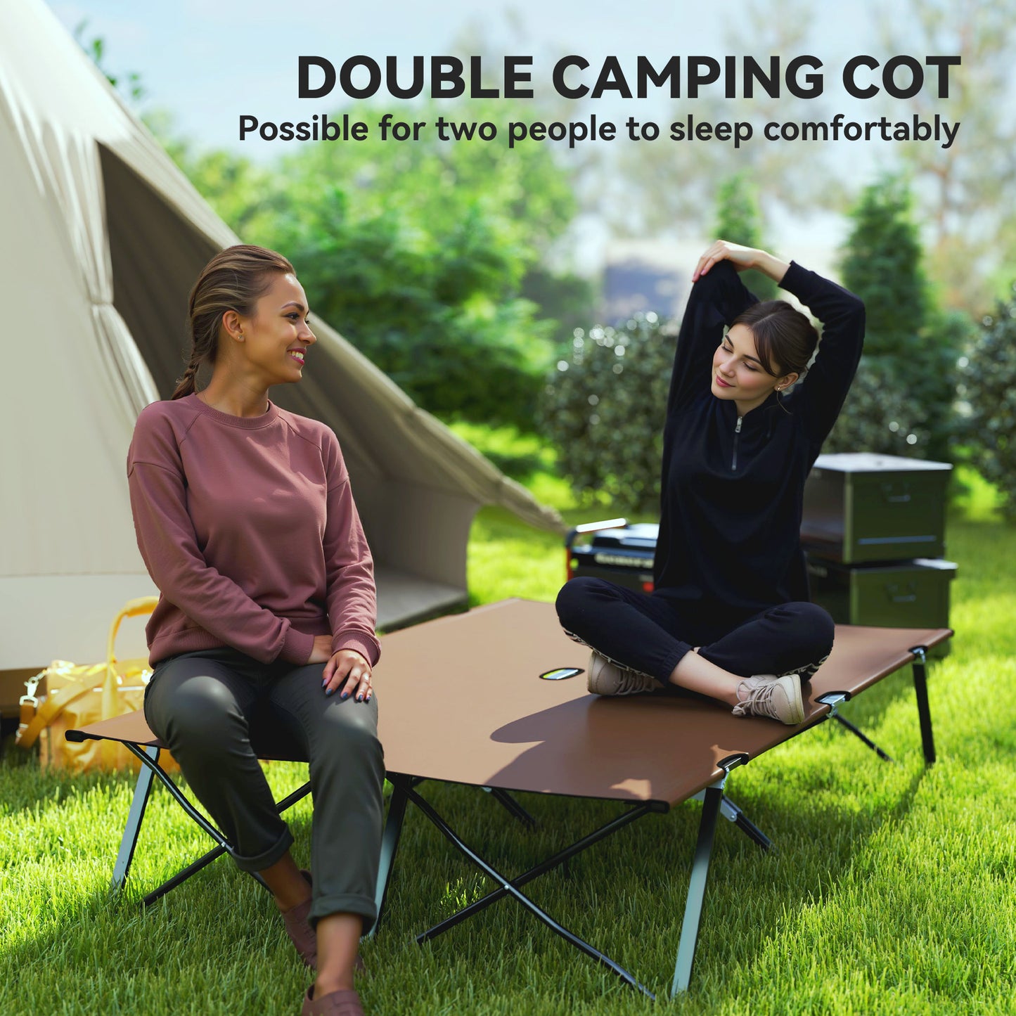 Double Camping Cot Bed, with Bag
