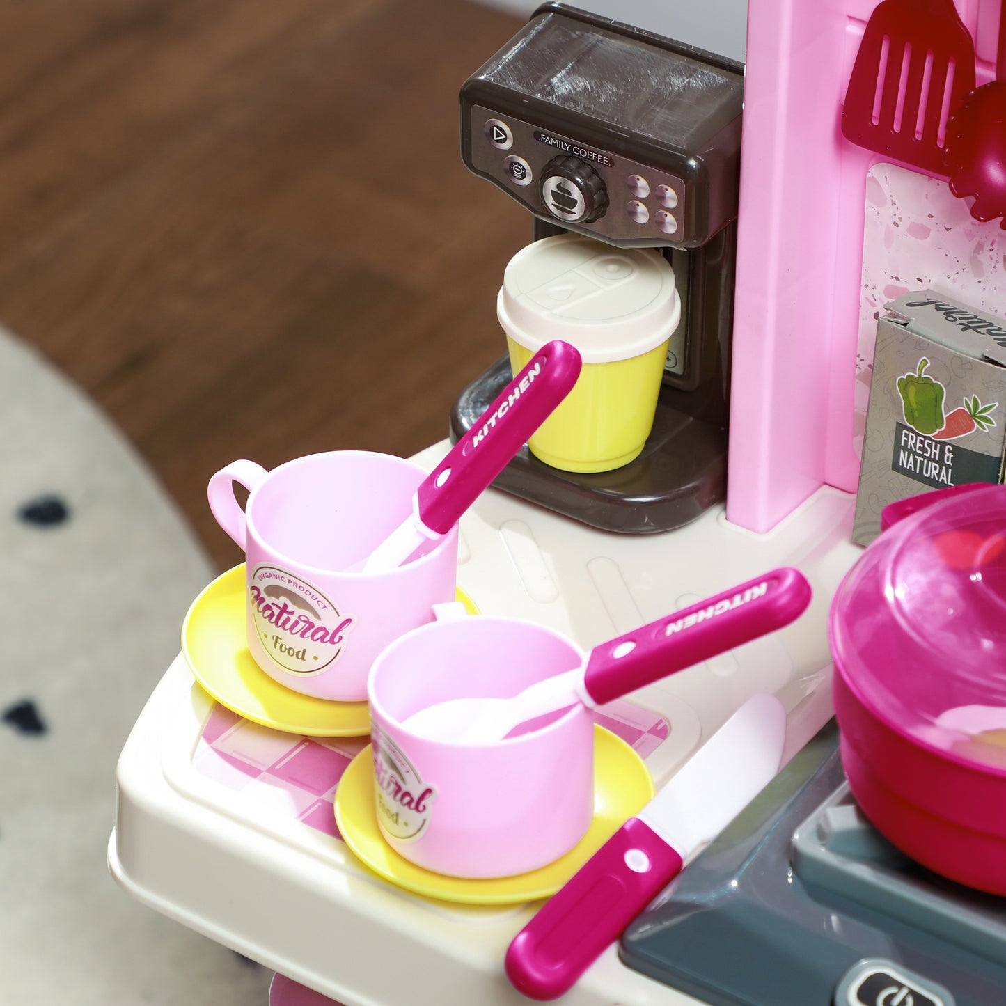 Kids Kitchen with 33 Pieces, Lights, Sounds, Storage