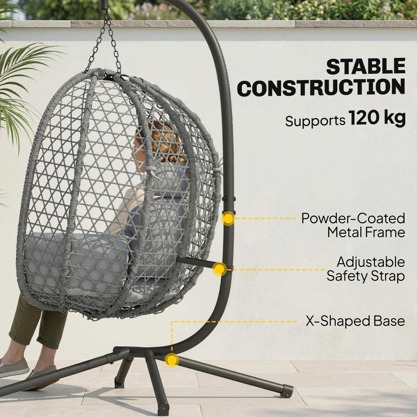 Hanging Egg Chair, Indoor Outdoor Rattan Hammock Swing Chair