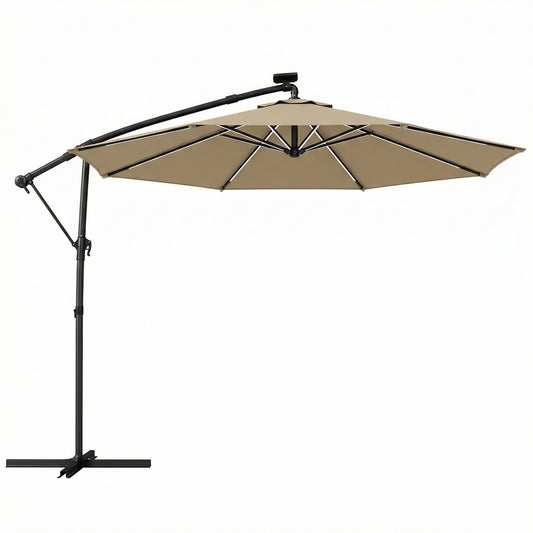 3 m Garden Cantilever Parasol with LED Solar Light
