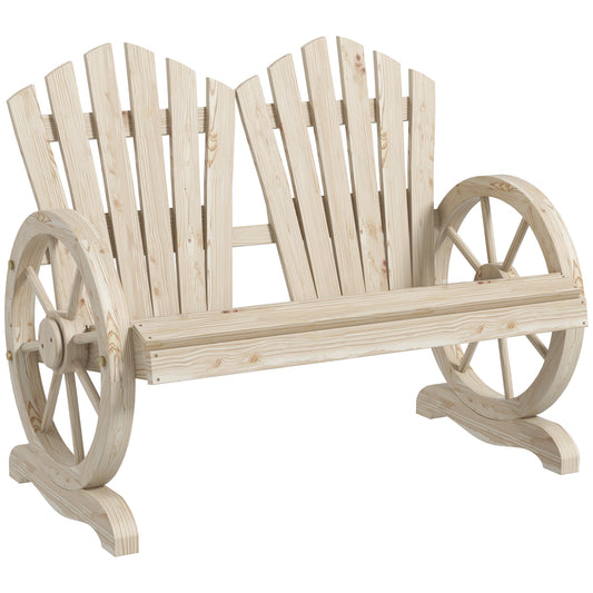 Fir Wood Love Seats with Wheel-Shaped Armrests