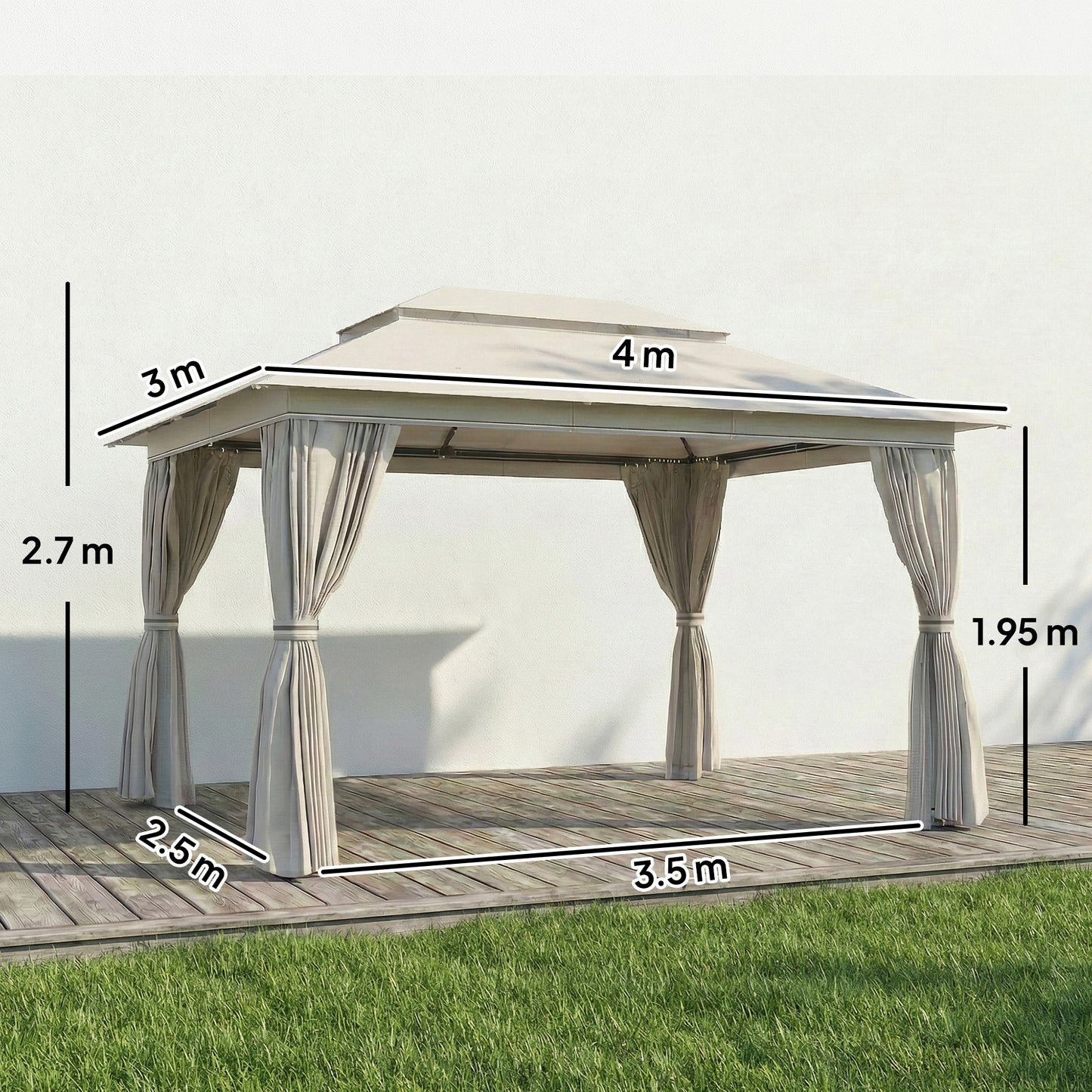 3 x 4 m Outdoor Garden Gazebo with Netting and Curtains