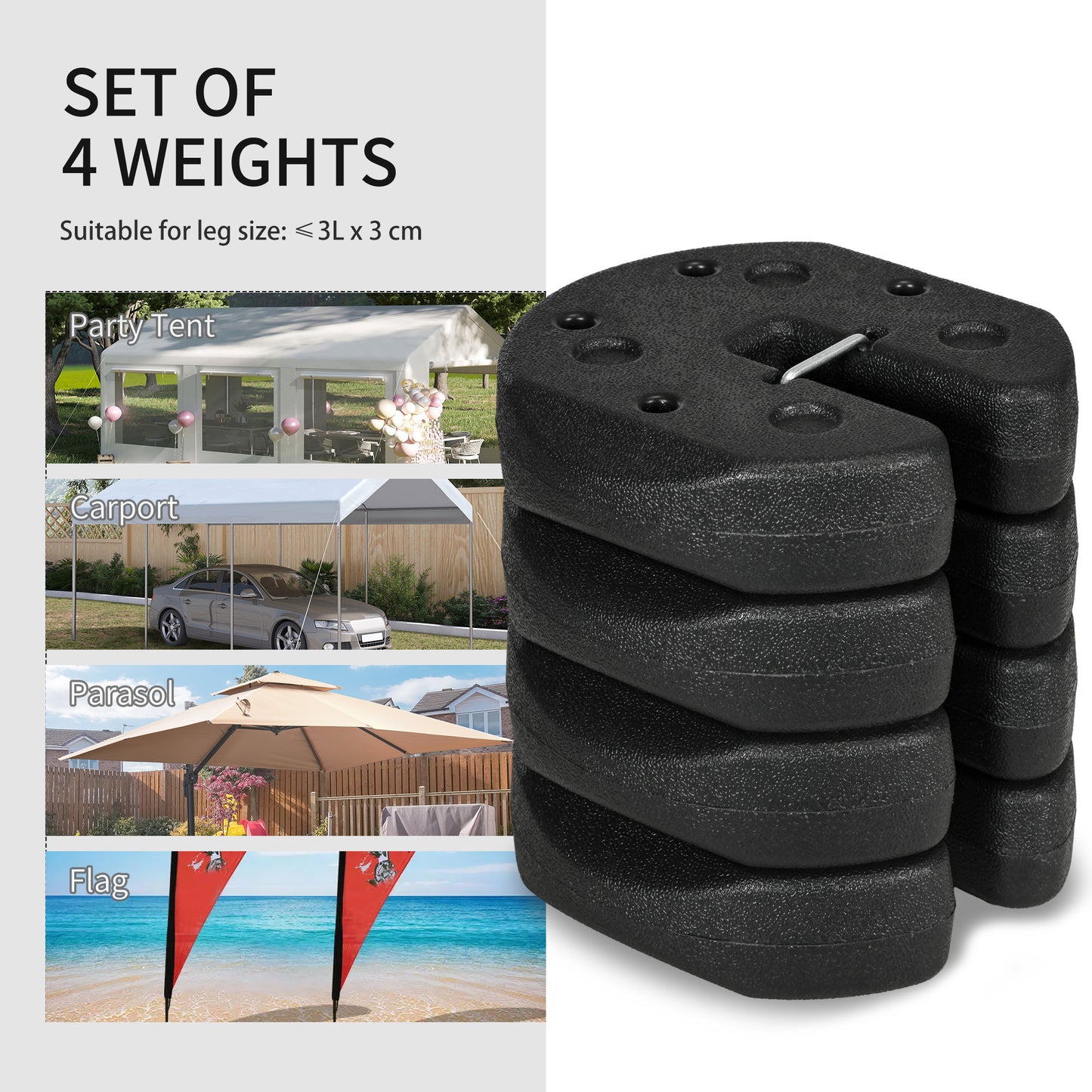 Total 12KG Gazebo Weights Set of 4