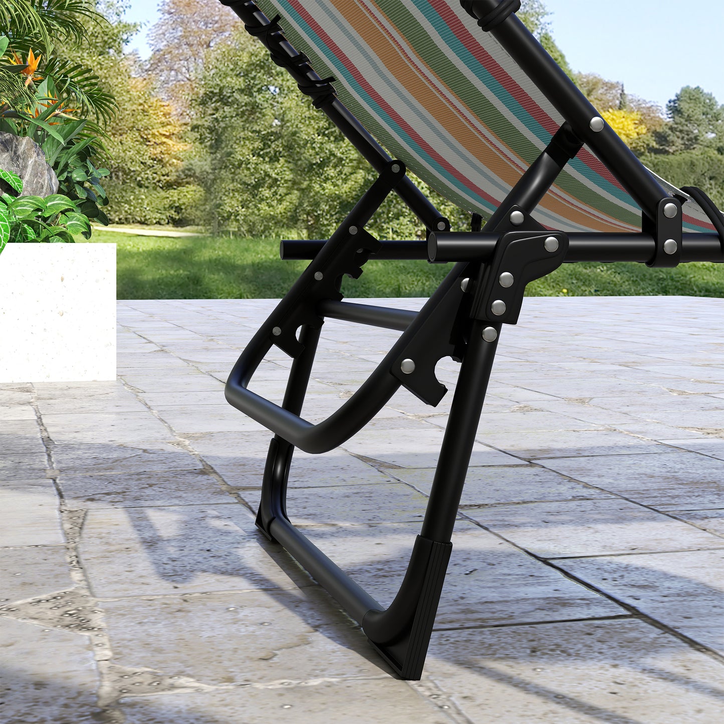 Set of Two Folding Sun Loungers, with Four-Position Backs