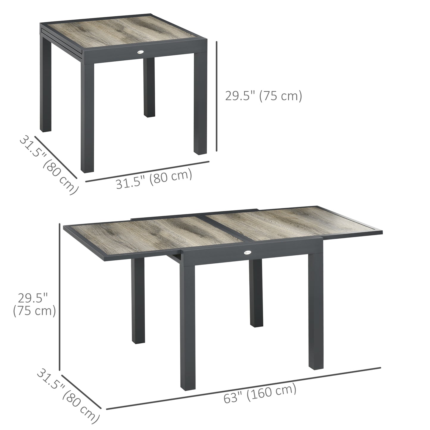 Extending Garden Table, Outdoor Dining Table for 6