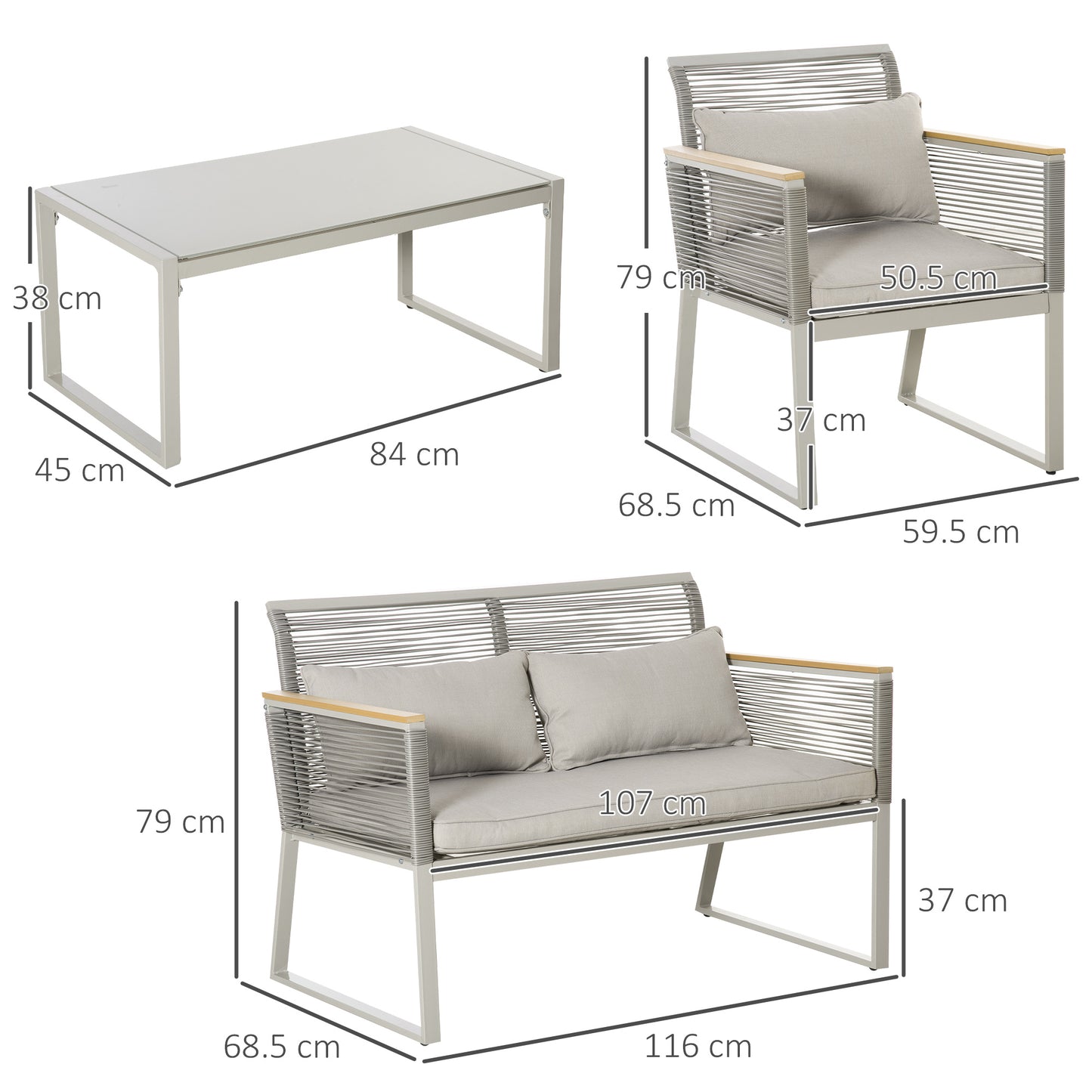 4 Pieces Rattan Garden Furniture Set (5)