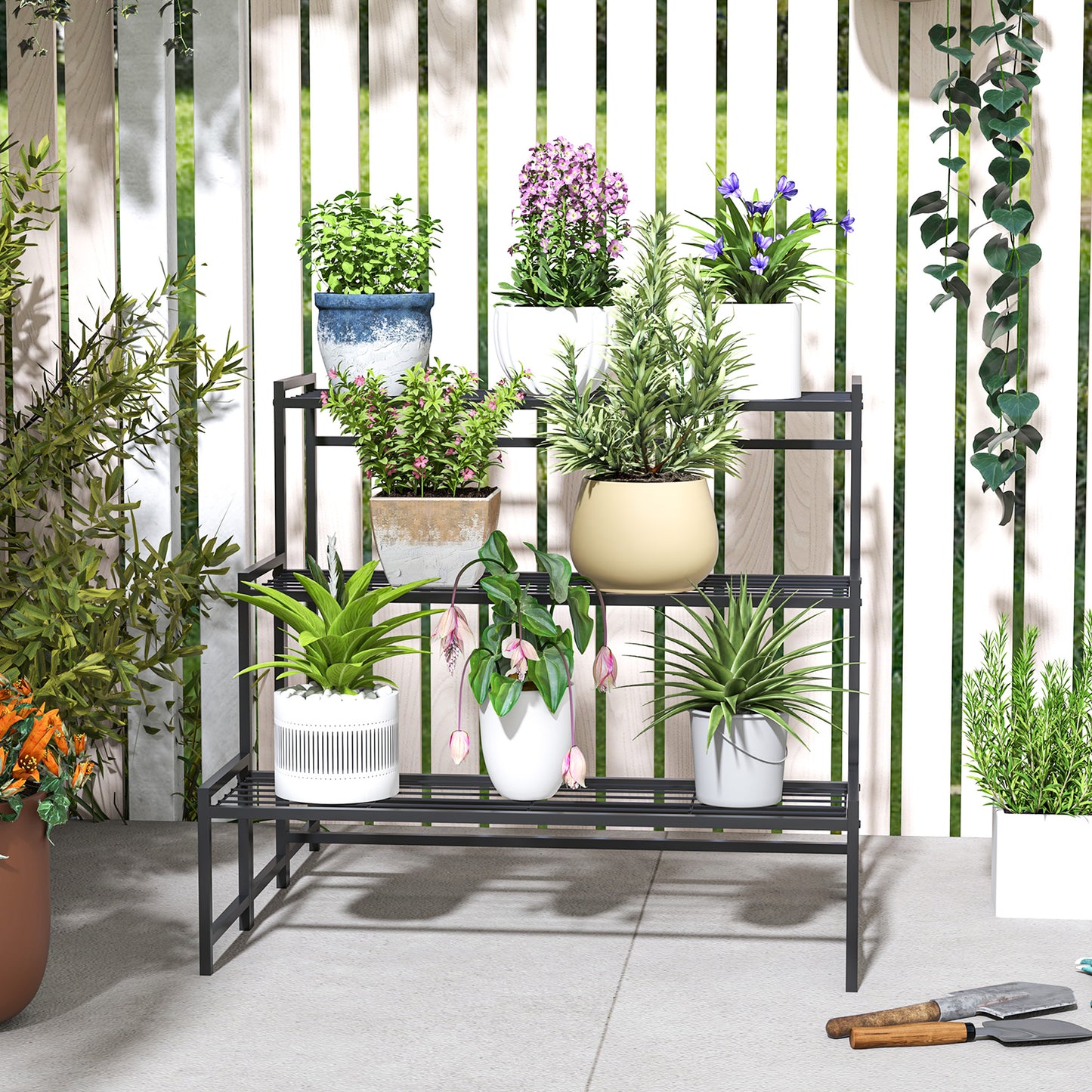 Three-Tier Metal Plant Shelf