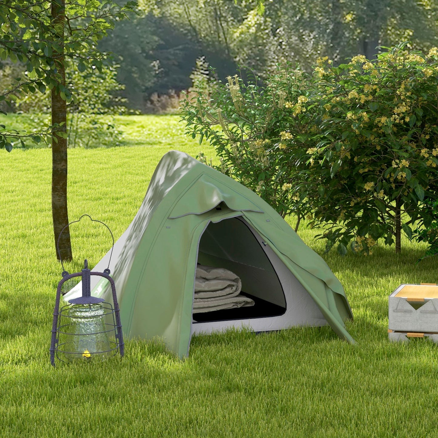Double Layer Camping Tent, 1-2 Man Backpacking Tent with Carry Bag