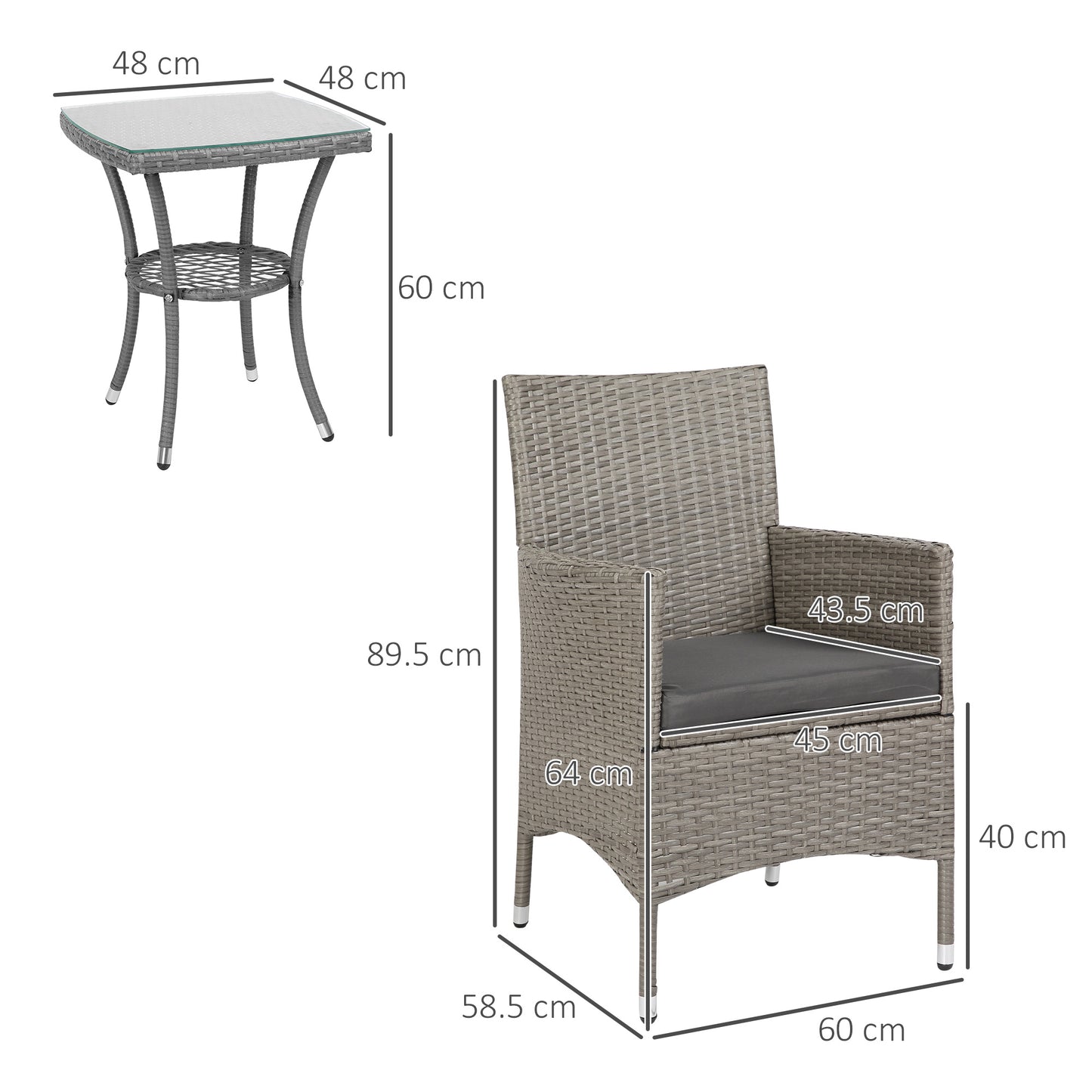 3 Pieces Rattan Bistro Set (3)