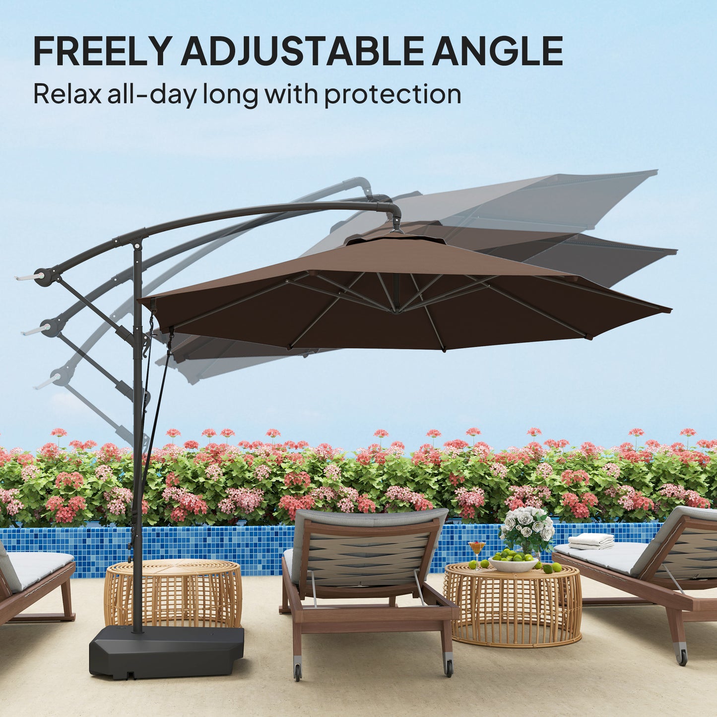 3(m) Garden Cantilever Parasol with Fillable Base up to 90kg