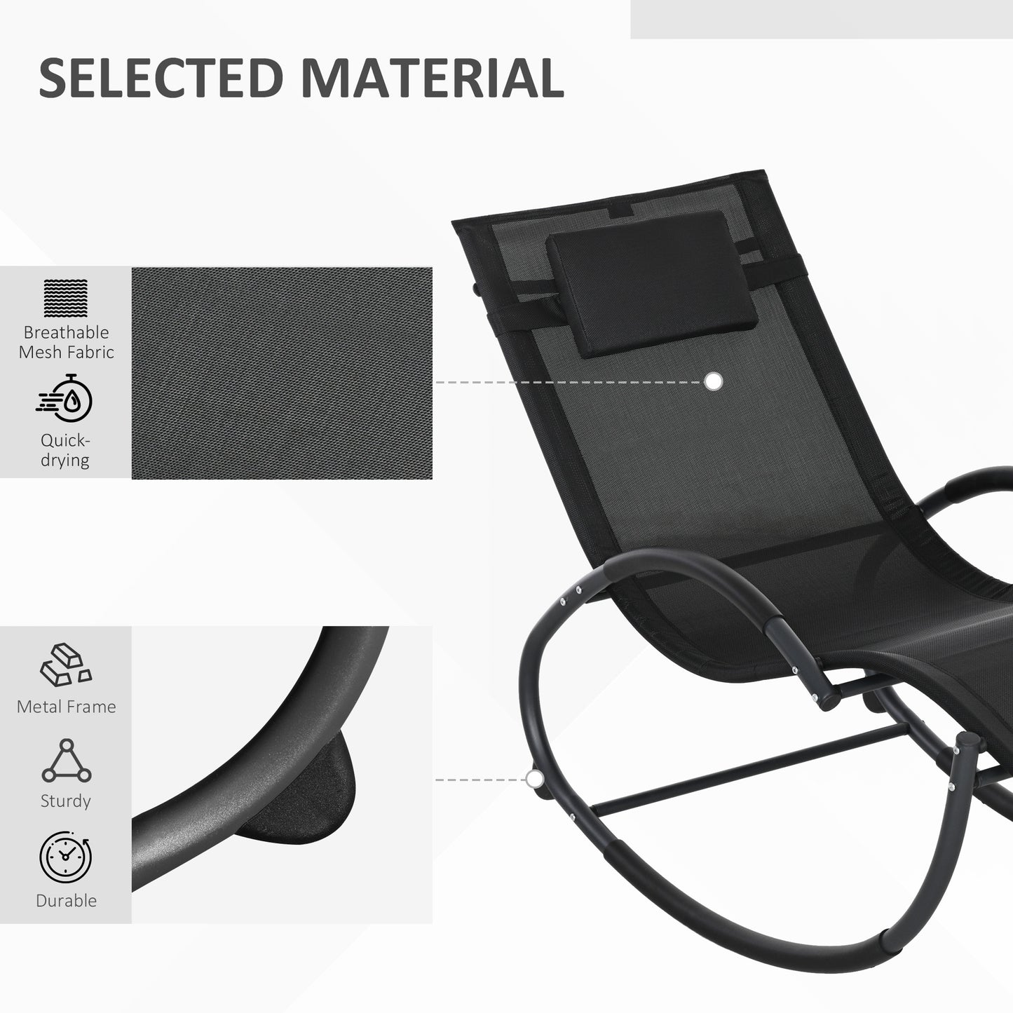 Steel Frame Zero Gravity Rocking Chair, with Pillow