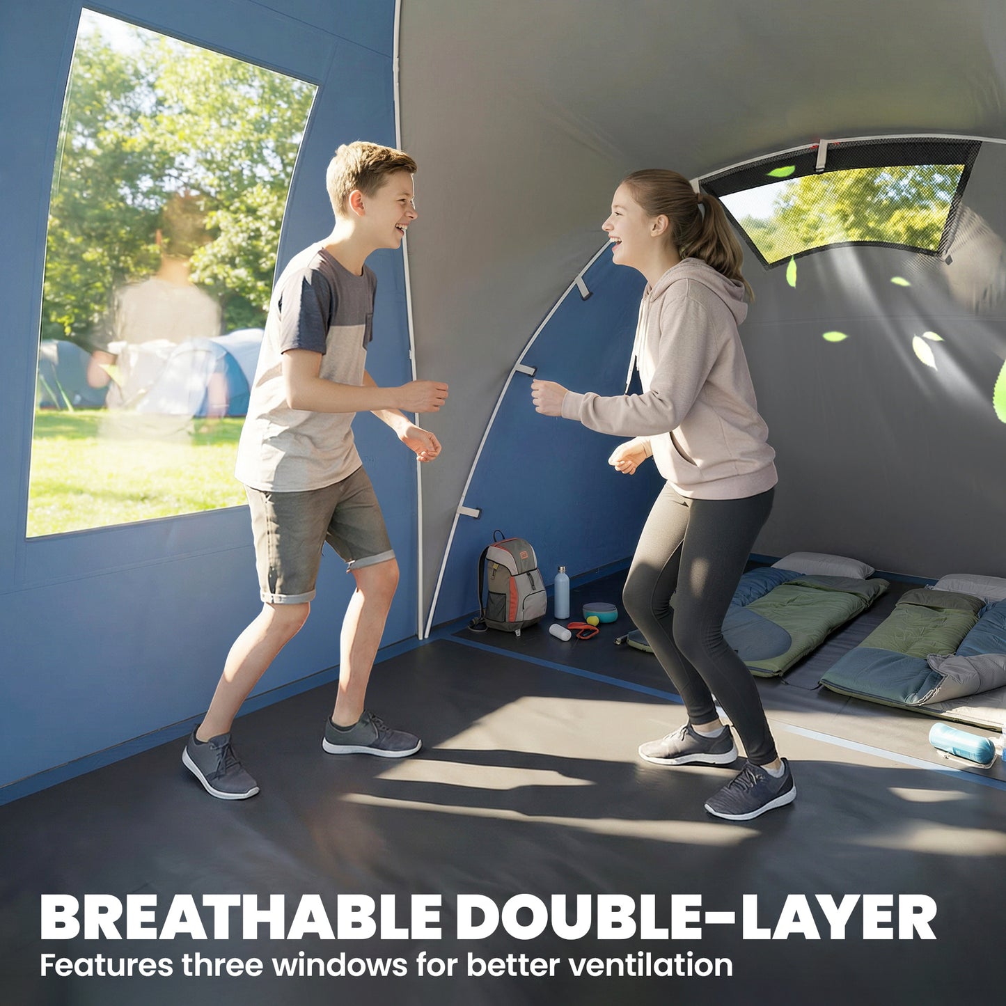 Family Camping Tent 3000mm Waterproof Windproof Tunnel Tent 8-12 (1)