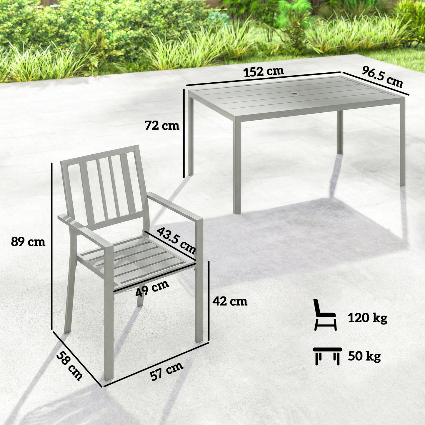 Garden Table and Chairs for 6